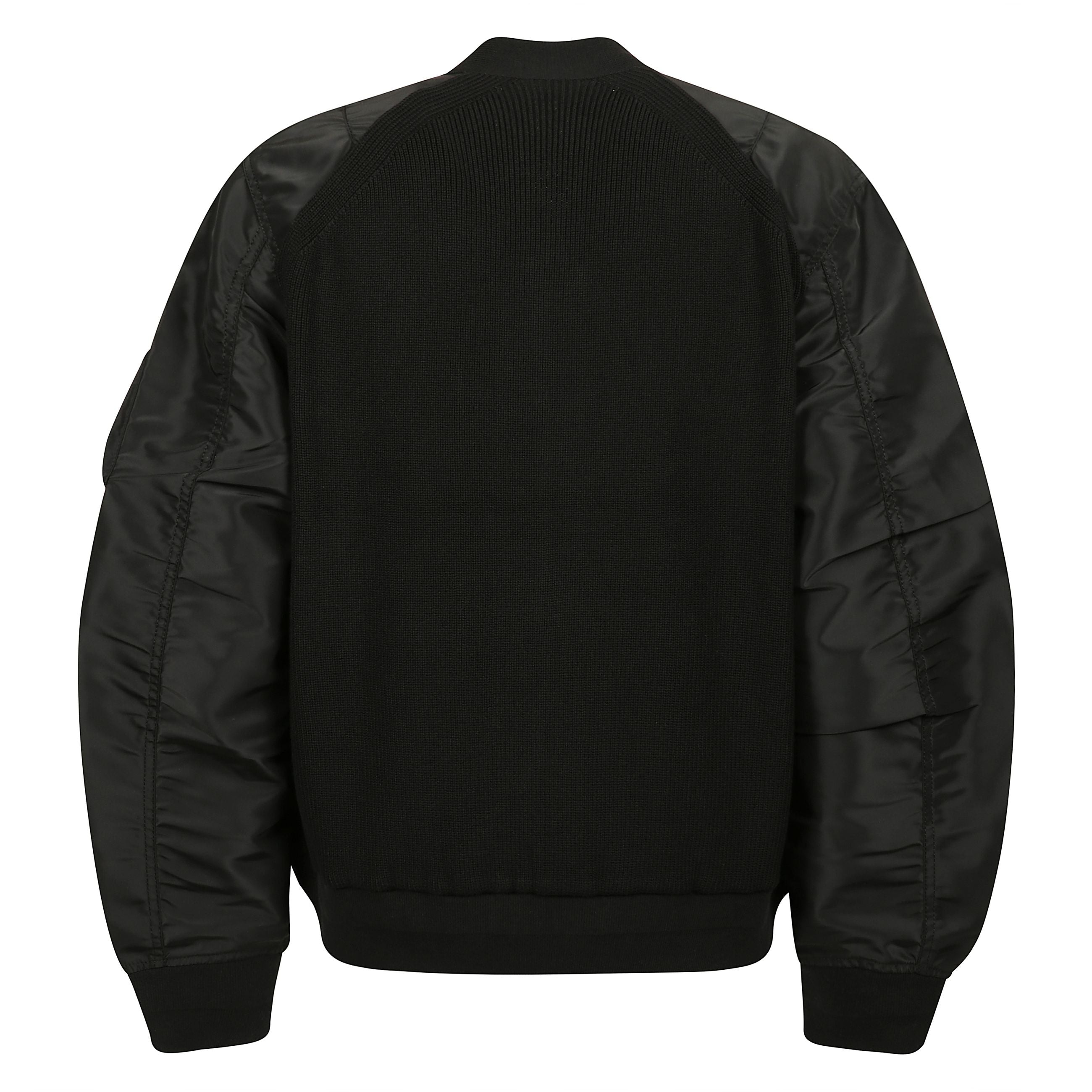 Nylon twill x knit blouson