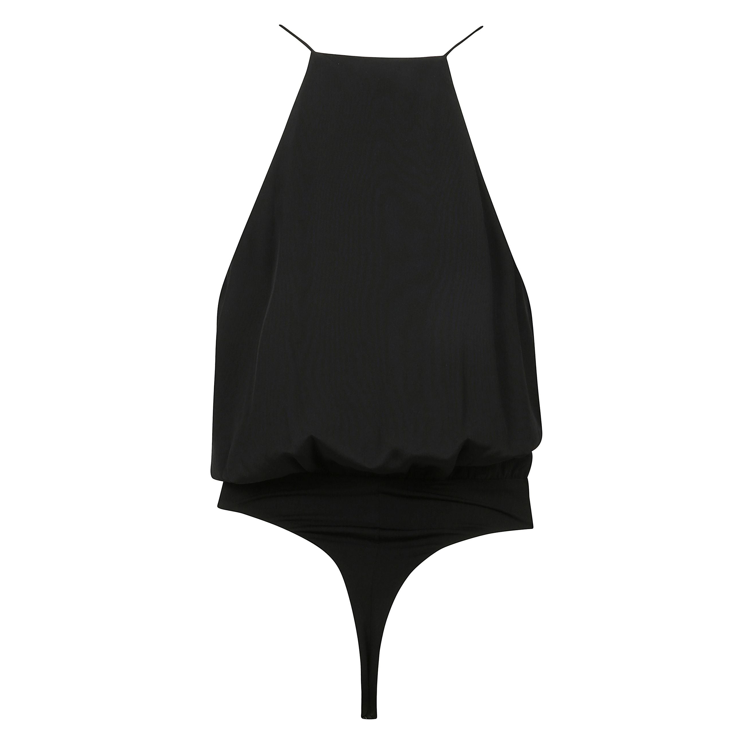 Body shiloh in seta, chiusura nascosta con abbottonatura a pressione, scollo profondo a v e dettagli plissettati