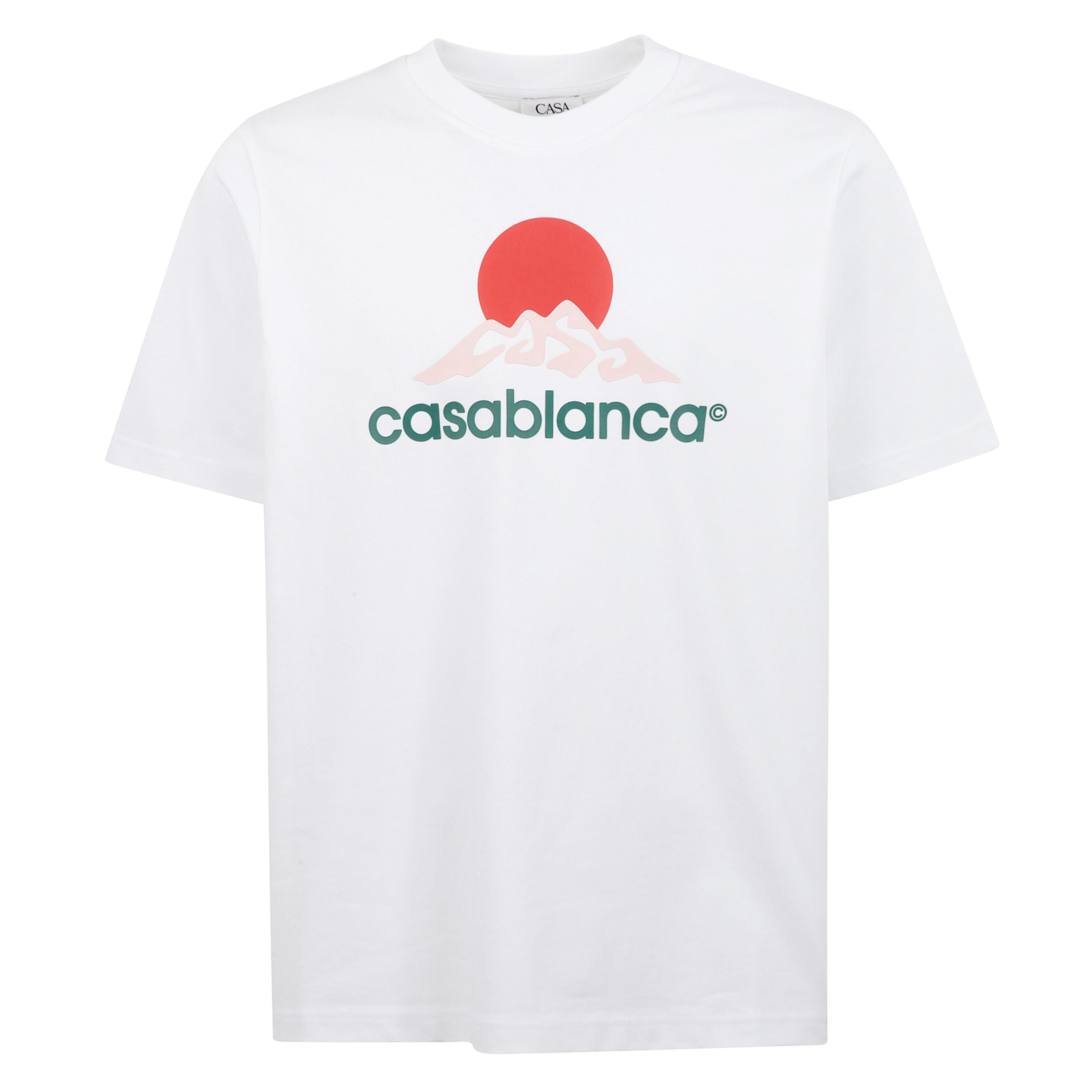 T-shirt casablanca in cotone a girocollo, fronte con stampa e logo.