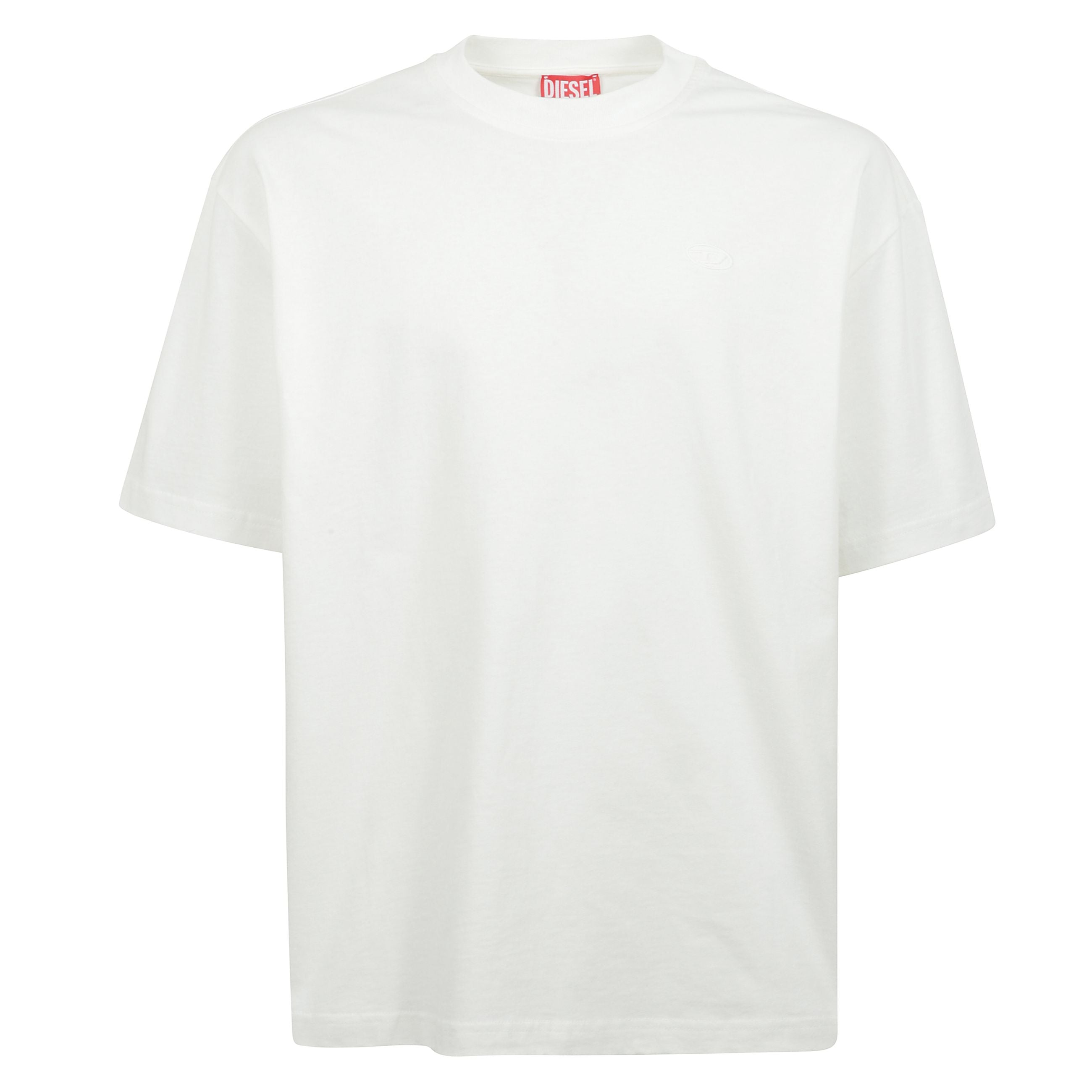 T-boggy-megoval-d maglietta con macro logo oval d  ricamato a contrasto sul retro e sul petto in versione mini tono su tono.