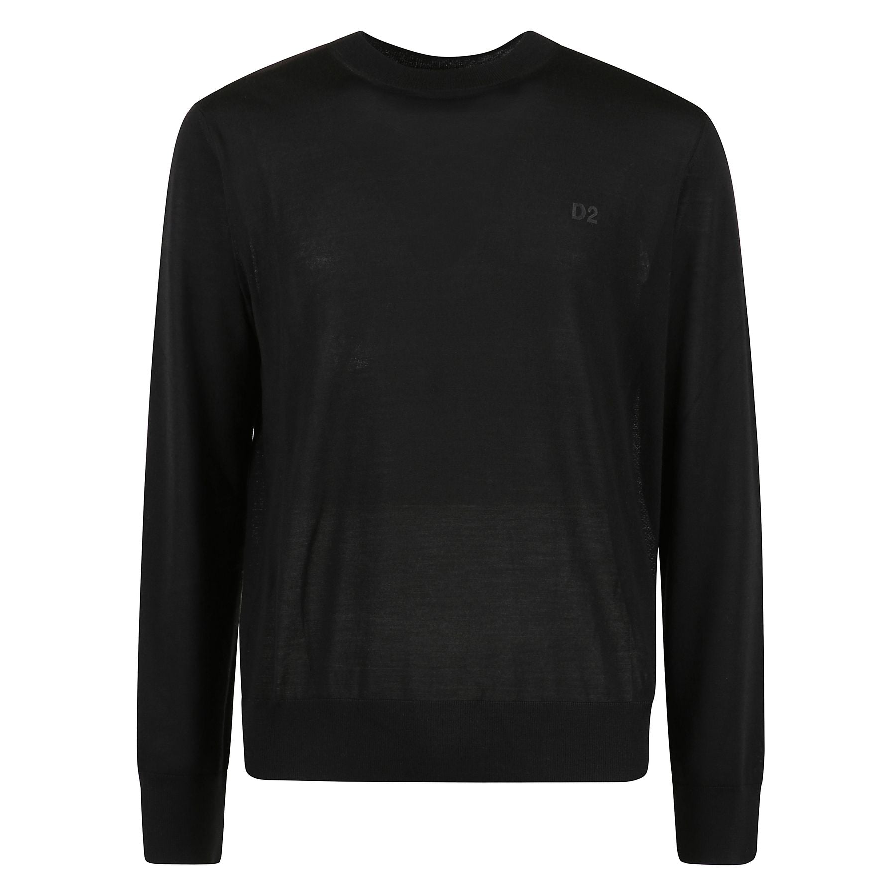 Maglione girocollo con orlo e polsini a coste, logo sul petto