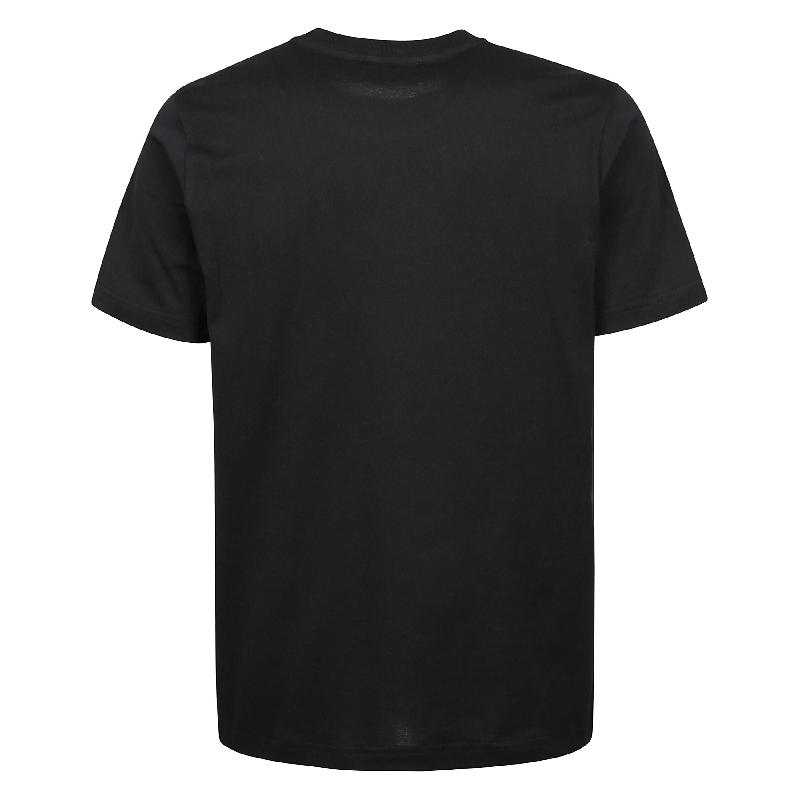 T-shirt a girocollo blu con applicazione logo sul petto