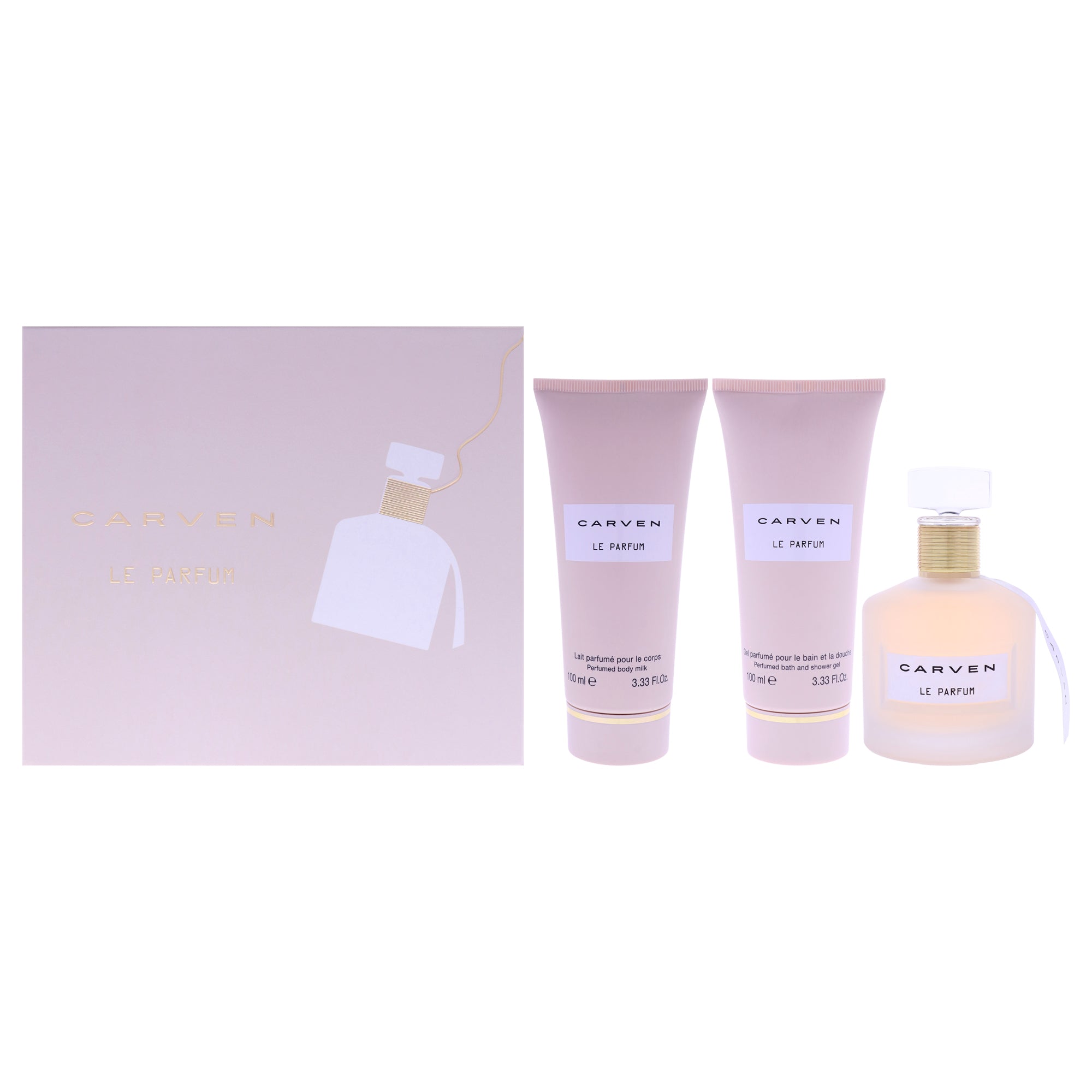 Le Parfum by Carven for Women - 3 Pc Gift Set 3.33oz EDP Spray, 3.33oz Perfumed Body Milk, 3.33oz Shower Gel