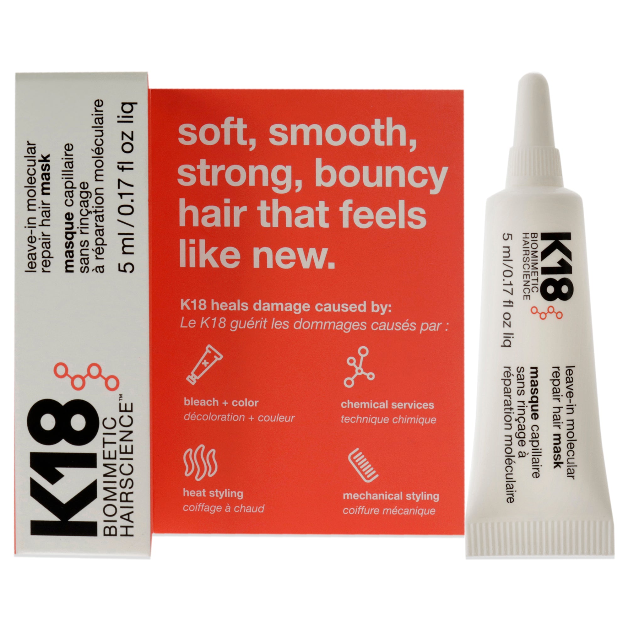 Leave-In Molecular Repair Hair Mask by K18 Hair for Unisex - 0.17 oz Mask