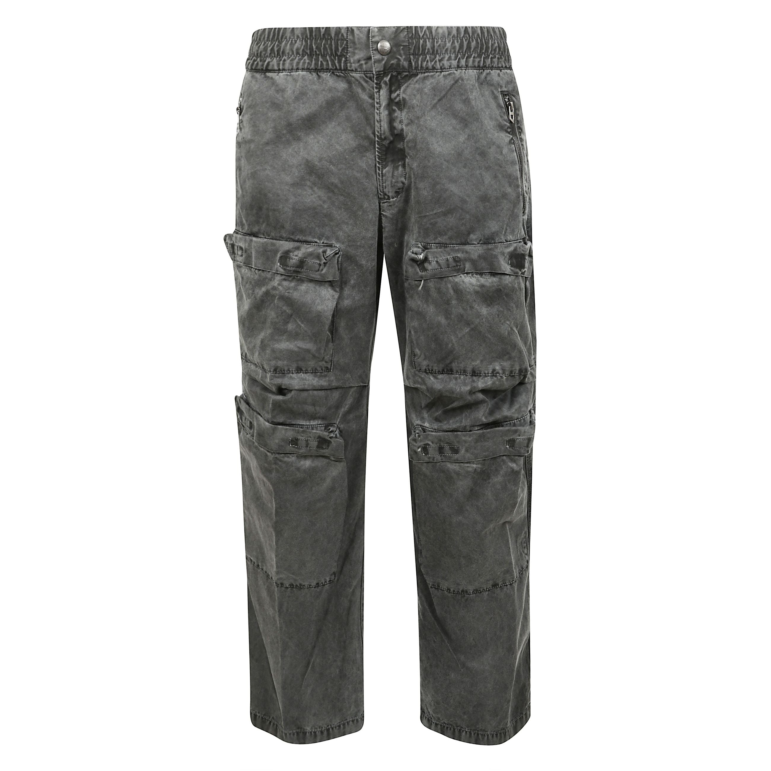 Cargo p-danzel, tessuto in twill, vita elasticizzata con coulisse interna e due tasche laterali con zip. ricamo oval d sul retro