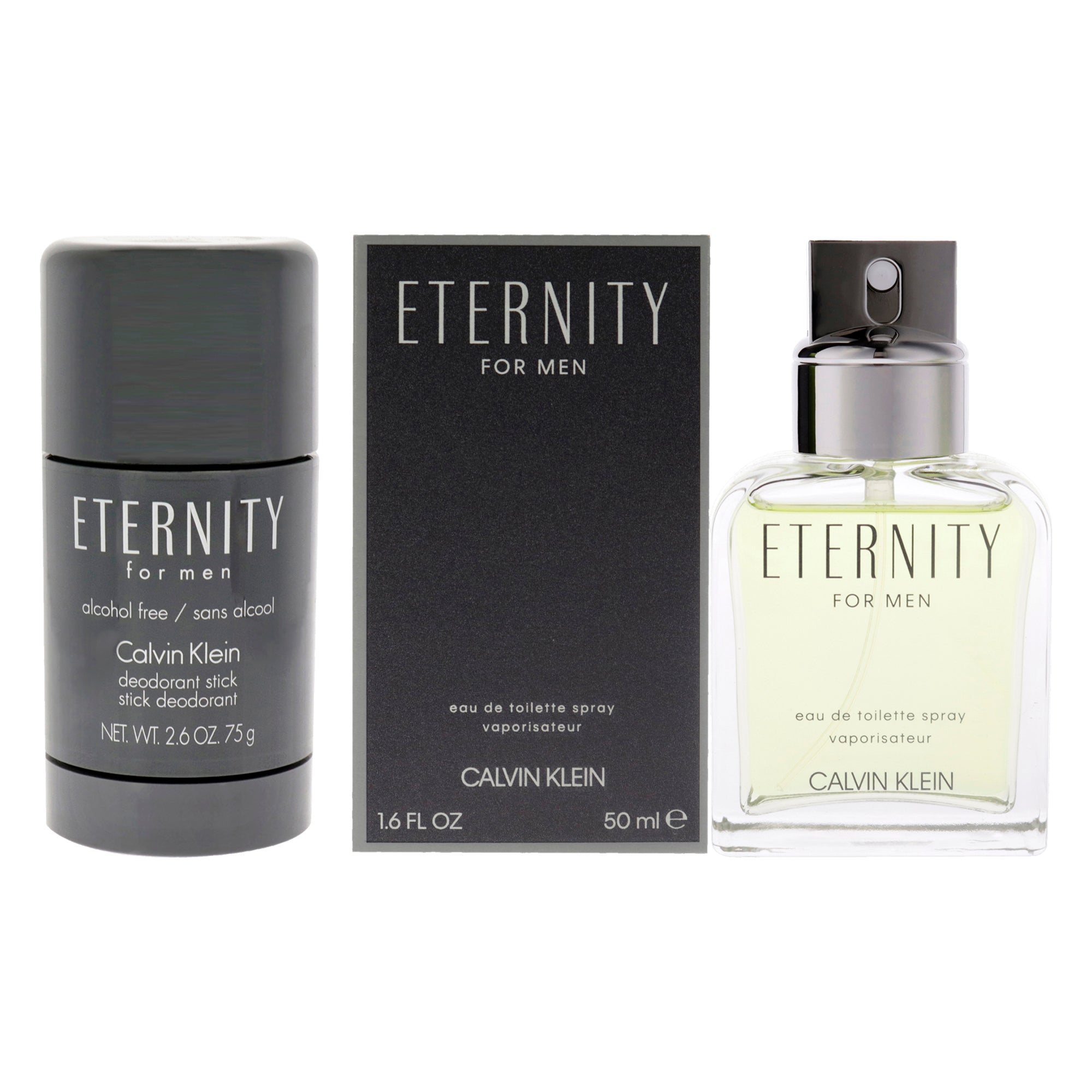 Eternity Kit by Calvin Klein for Men - 2 Pc Kit 1.6 oz EDT Spray, 2.6 oz Deodorant Stick