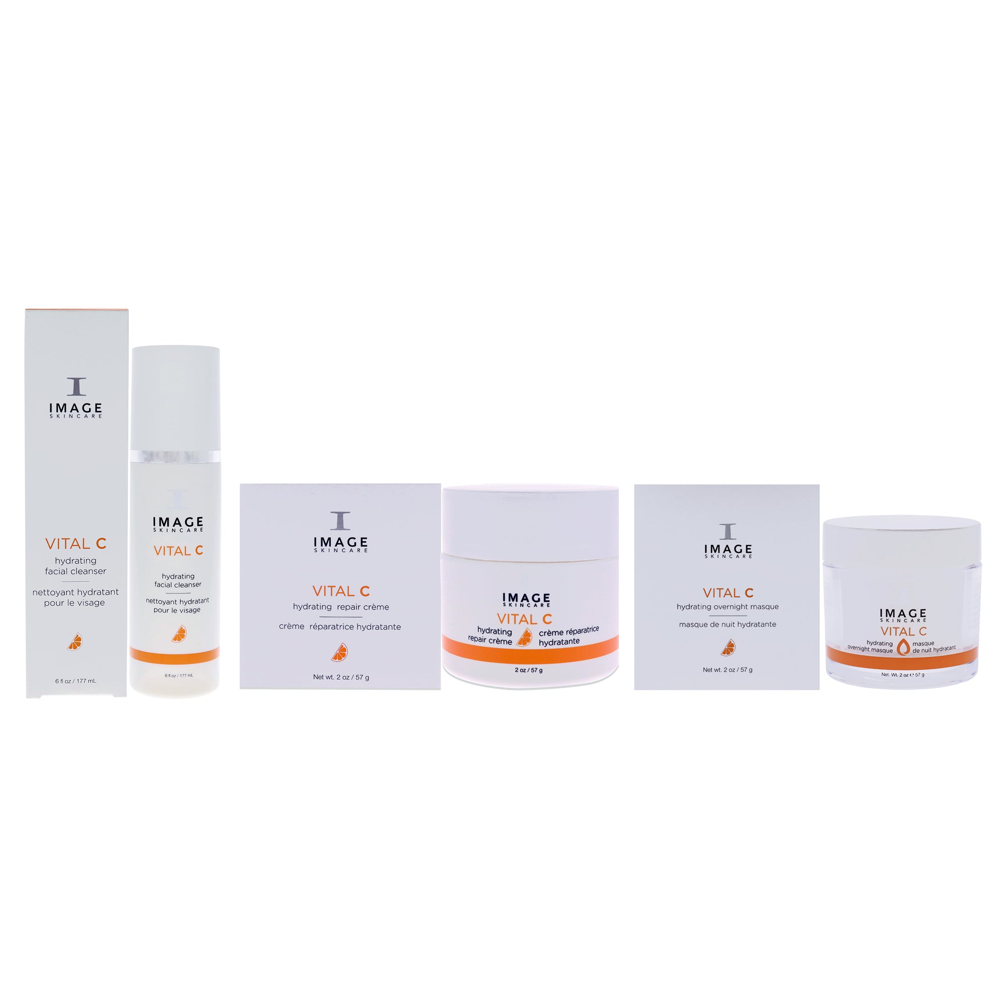 Vital C Hydrating Kit by Image for Unisex - 3 Pc 2oz Overnight Mask, 6oz Repair Cream, 6oz Facial Cleanser