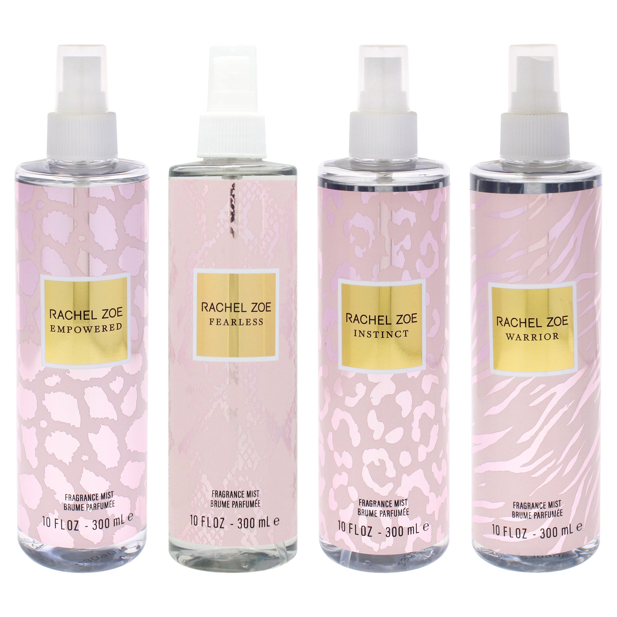 Rachel Zoe Kit by Rachel Zoe for Women - 4 Pc Kit 10oz Fragrance Mist - Empowered - Pink, 10oz Fragrance Mist - Warrior - Pink, 10oz Fragrance Mist - Fearless - Pink, 10oz Fragrance Mist - Instinct - Pink