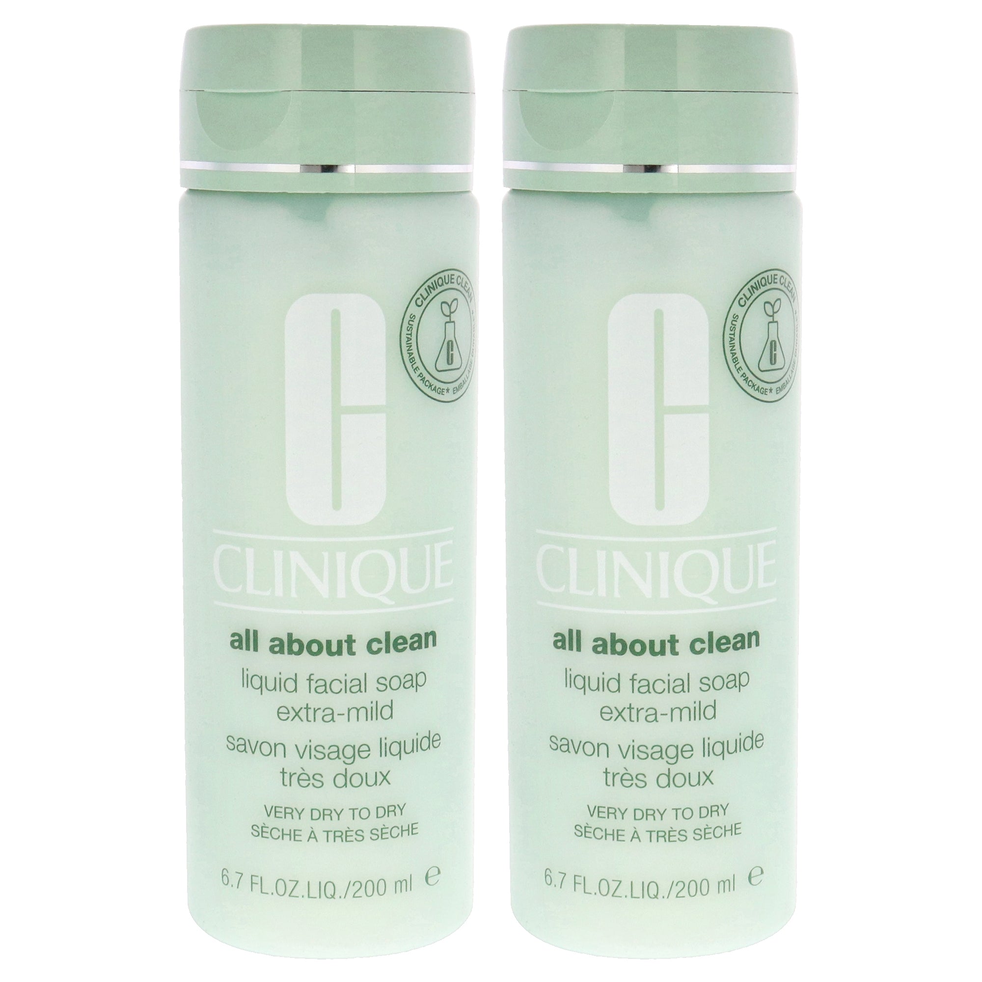 All About Clean Liquid Facial Soap Extra Mild by Clinique for Unisex - 6.7 oz Soap - Pack of 2
