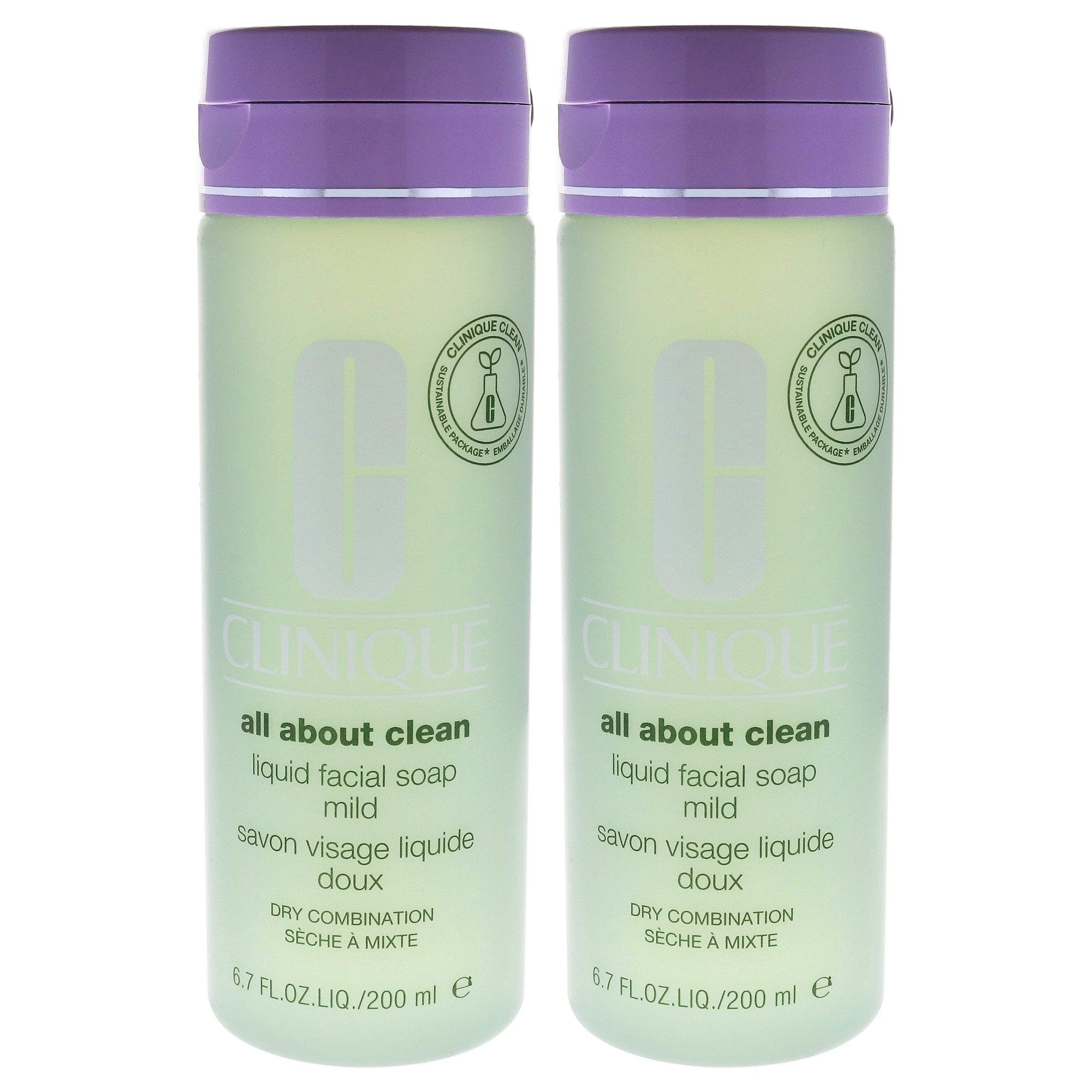All About Clean Liquid Facial Soap Mild by Clinique for Unisex - 6.7 oz Soap - Pack of 2