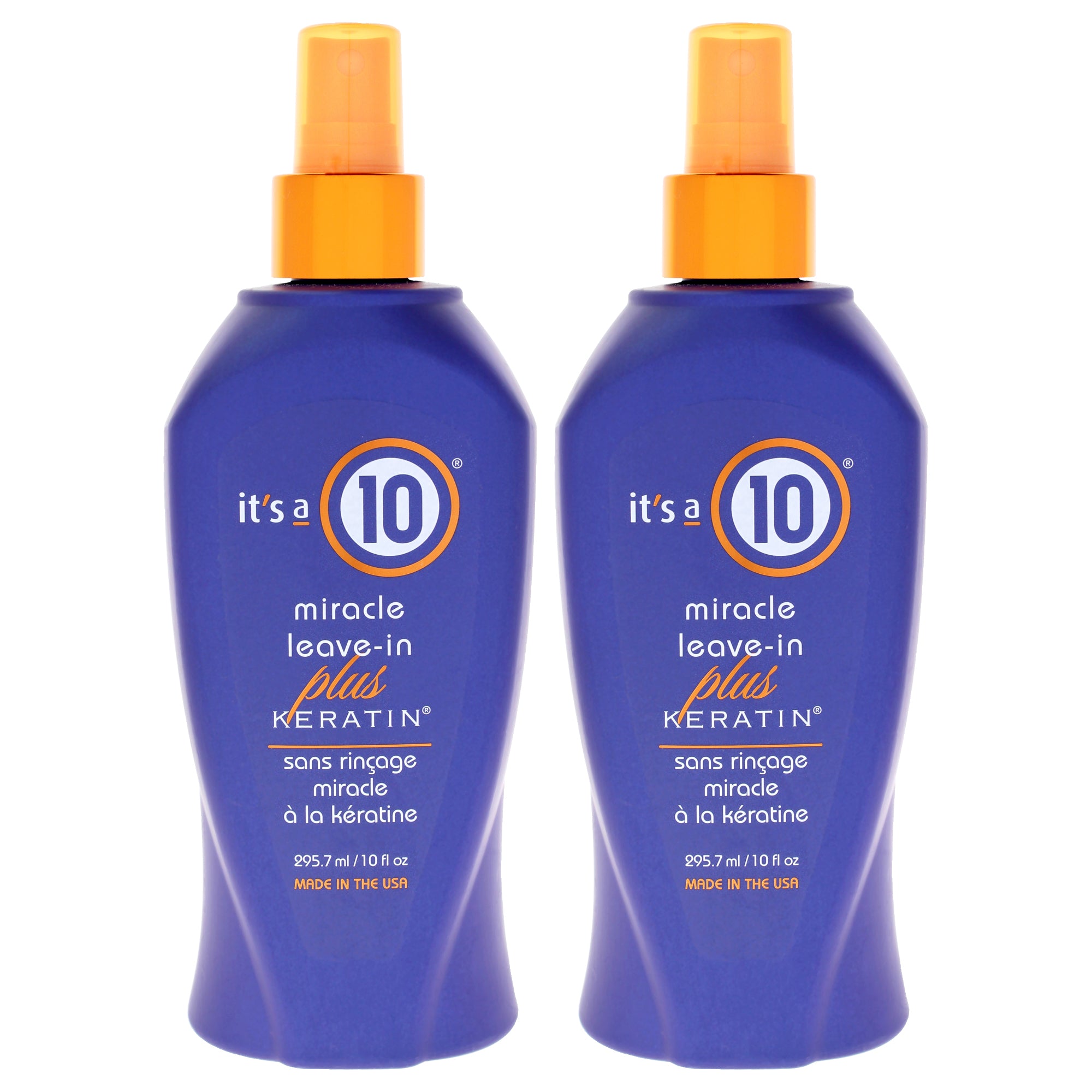 Miracle Leave In Plus Keratin by Its A 10 for Unisex - 10 oz Hair Spray - Pack of 2