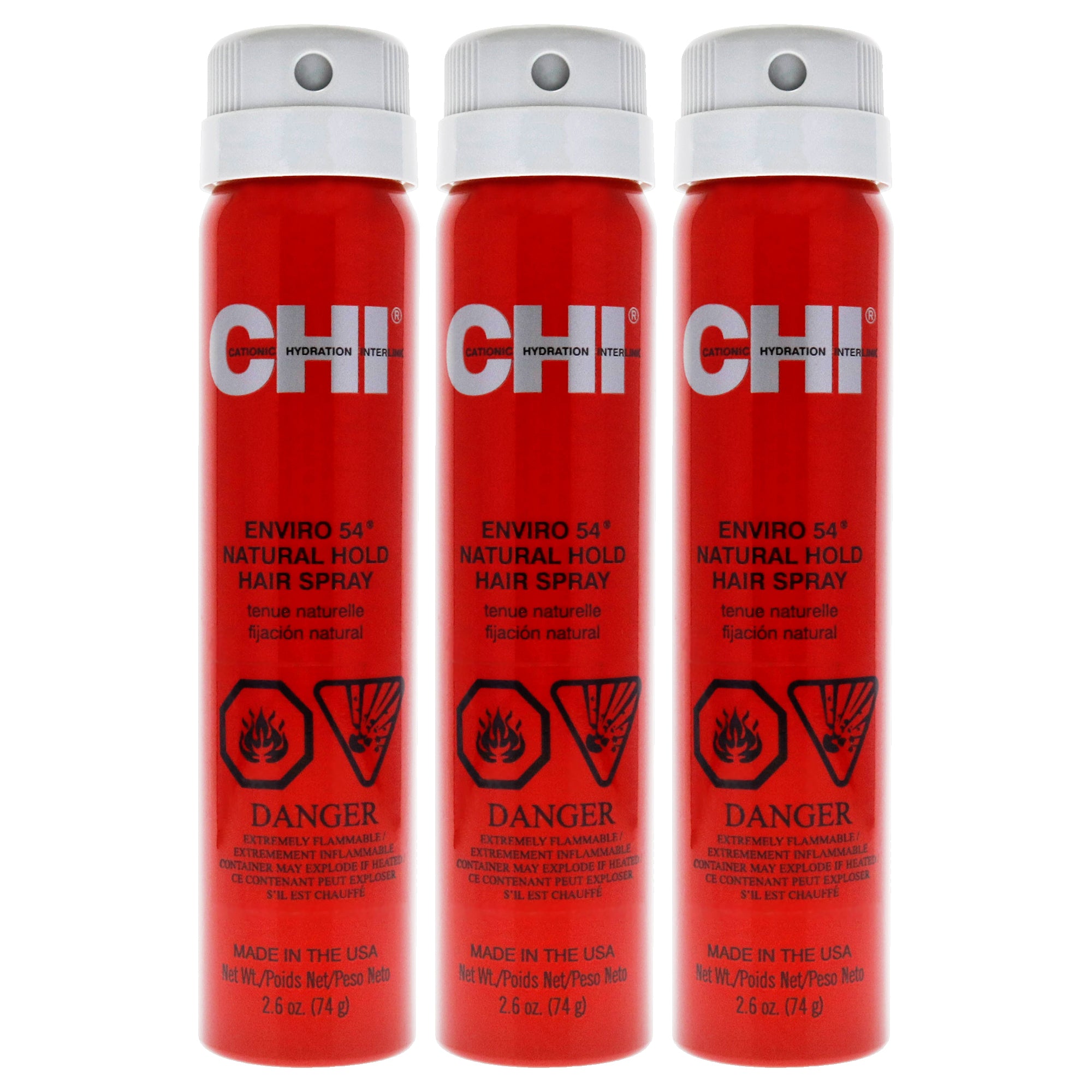 Enviro 54 Natural Hold Hairspray by CHI for Unisex - 2.6 oz Hair Spray  - Pack of 3