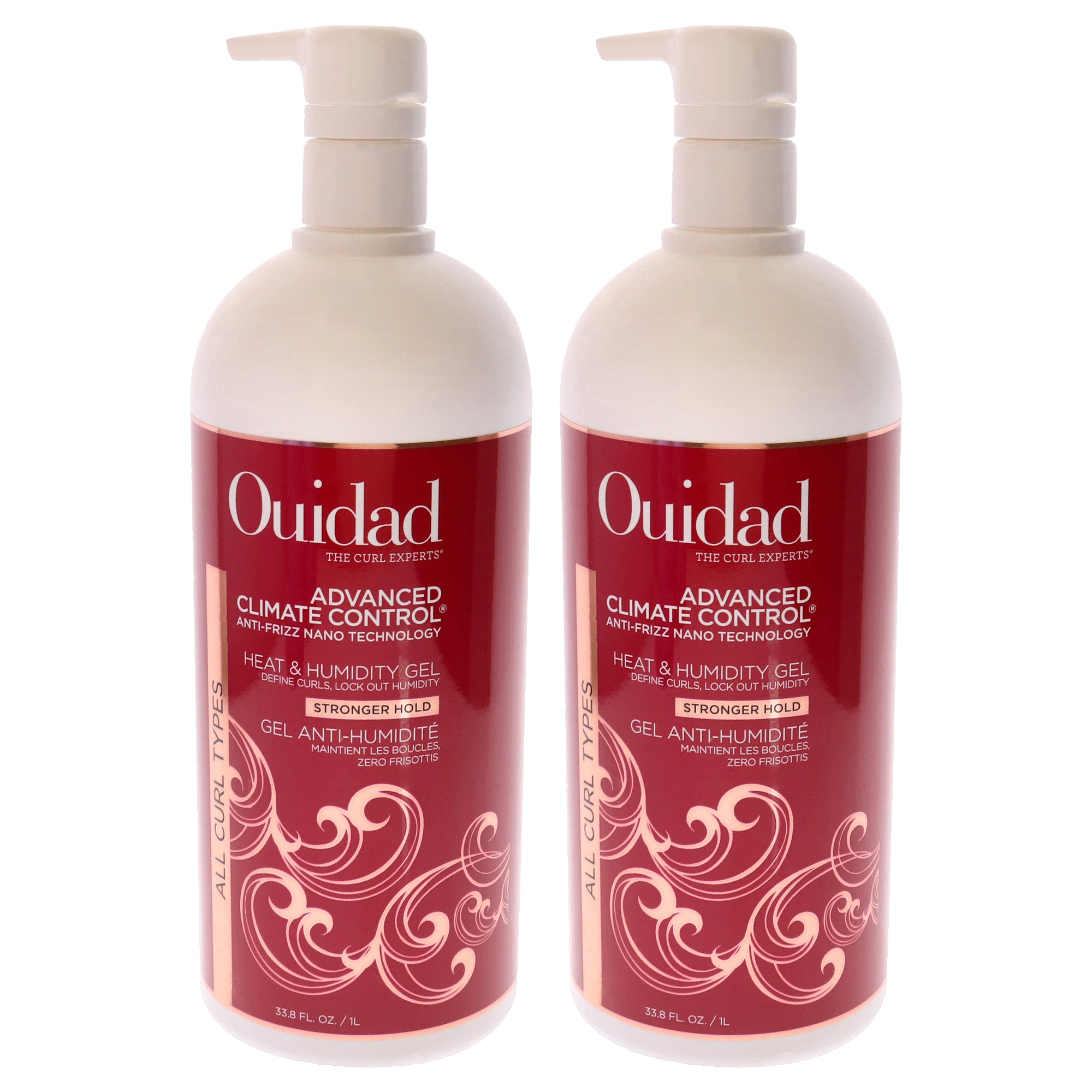 Advanced Climate Control Heat and Humidity Gel - Strong Hold by Ouidad for Unisex - 33.8 Gel - Pack of 2