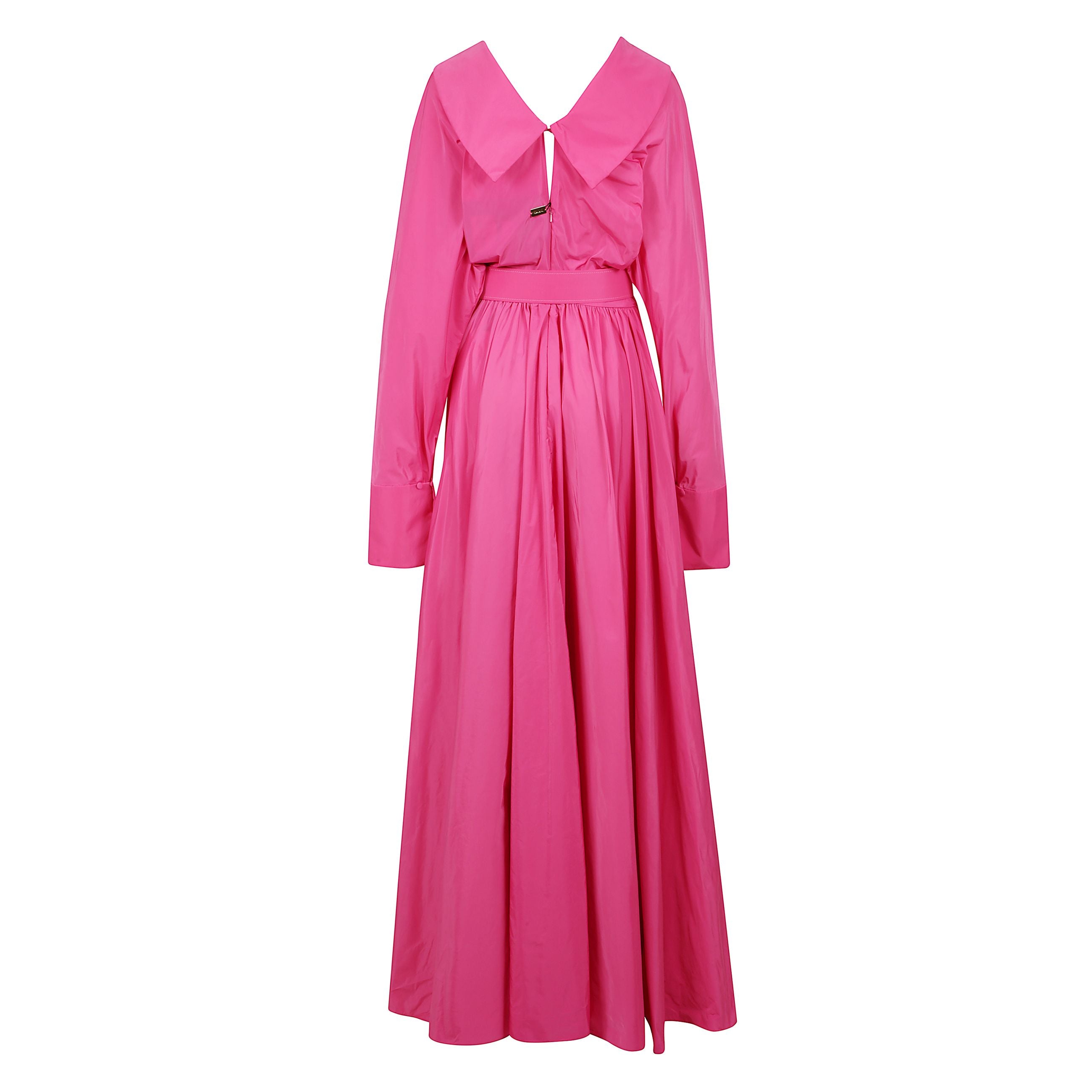 Abito con scollatura a v elegante e raffinata, valorizza il dÃ©colletÃ©. design lungo in taffetÃ  con una silhouette strutturata realizzata in tessuto di taffetÃ  di lusso.
maniche lunghe aggiungono un tocco di sofisticatezza e versatilitÃ .
chiusura: cer