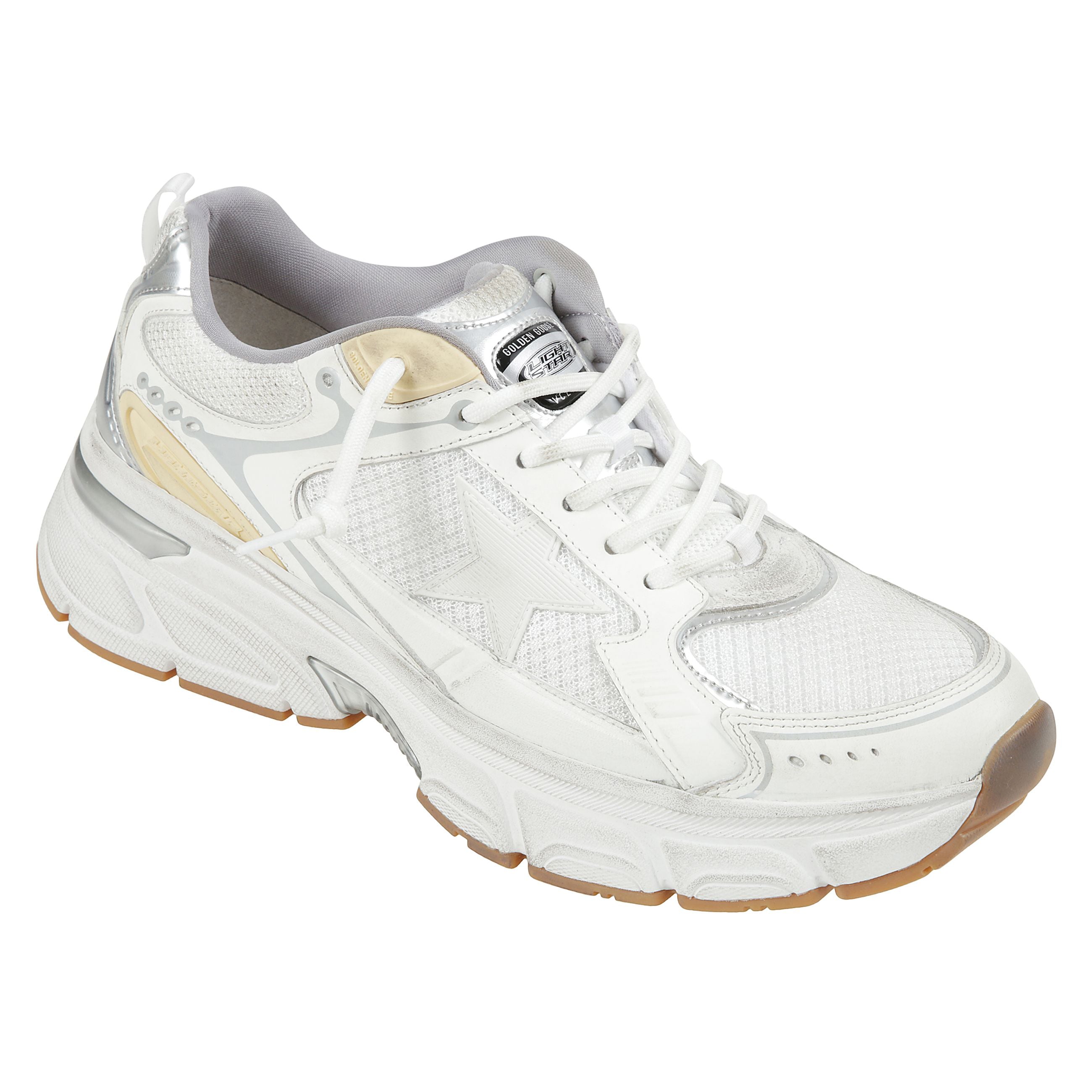 Sneakers lightstar  in pelle e mesh di colore bianco