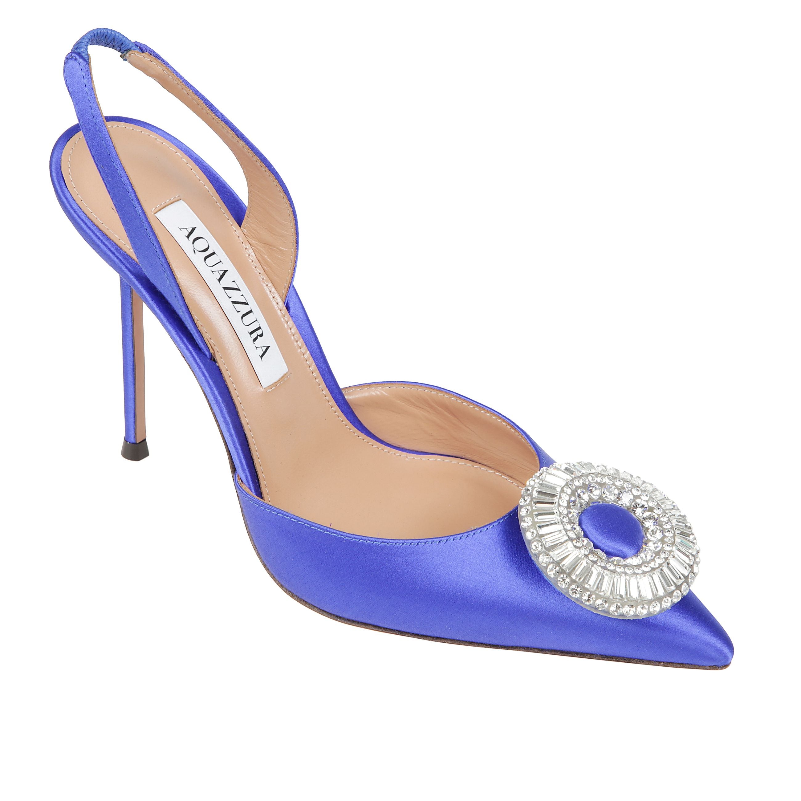 Crystal hoop sling 105 caratterizzate da una silhouette affusolata con tacco alto a stiletto, cinturino slingback e sottopiede in pelle imbottito