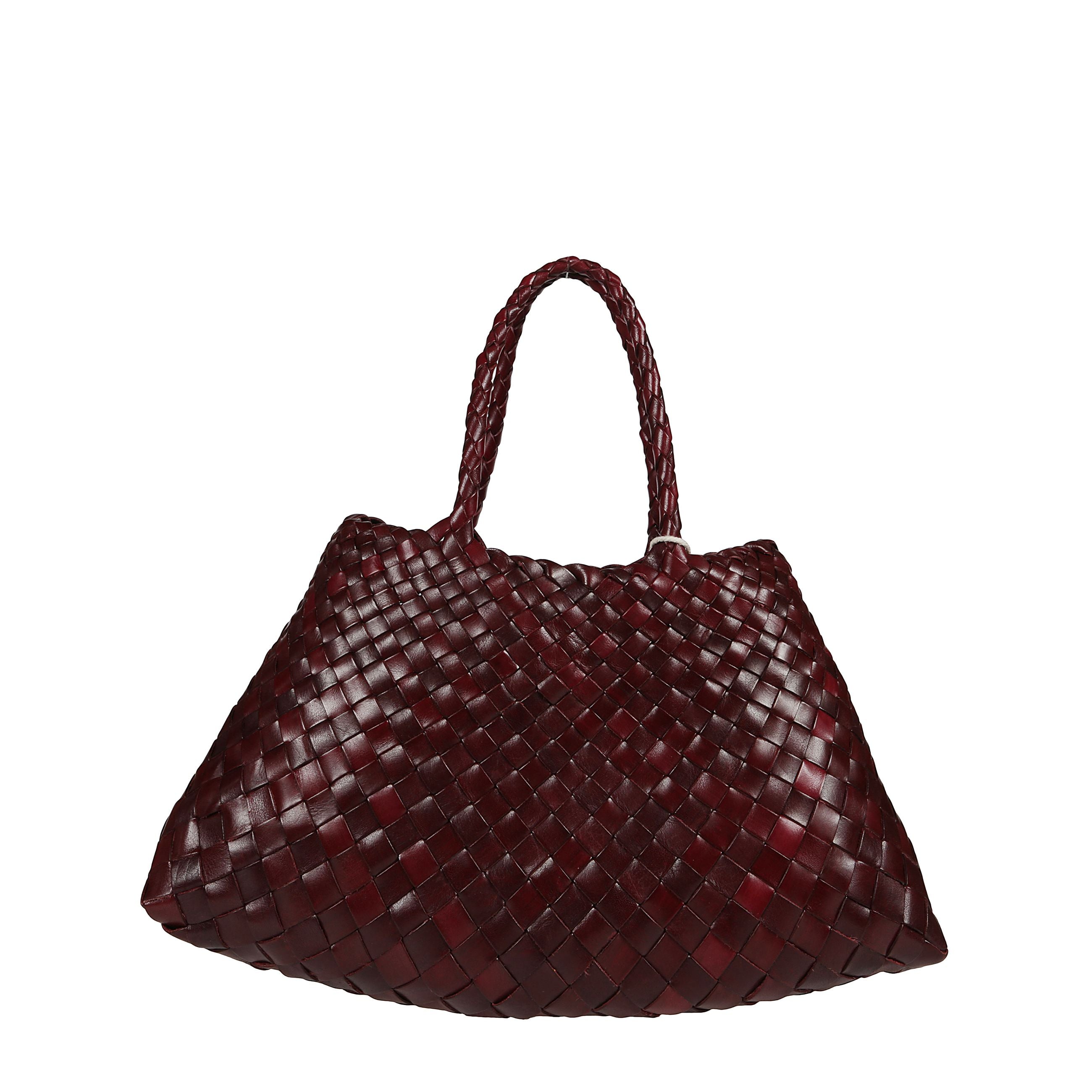 Santa croce big di dragon diffusion. corpo in pelle intrecciata a mano. manici superiori in pelle intrecciata.