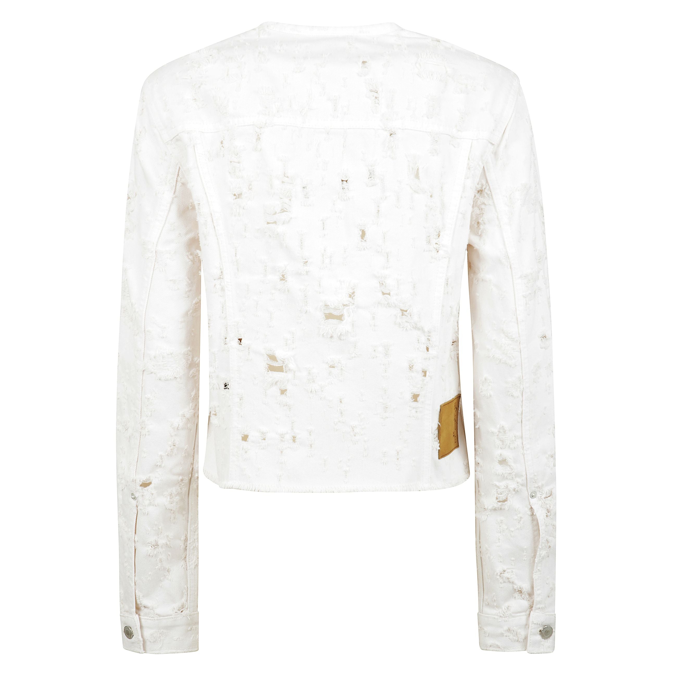 Giacca jena in cotone, chiusura frontale con zip, effetto vissuto e tasche con patta sul petto