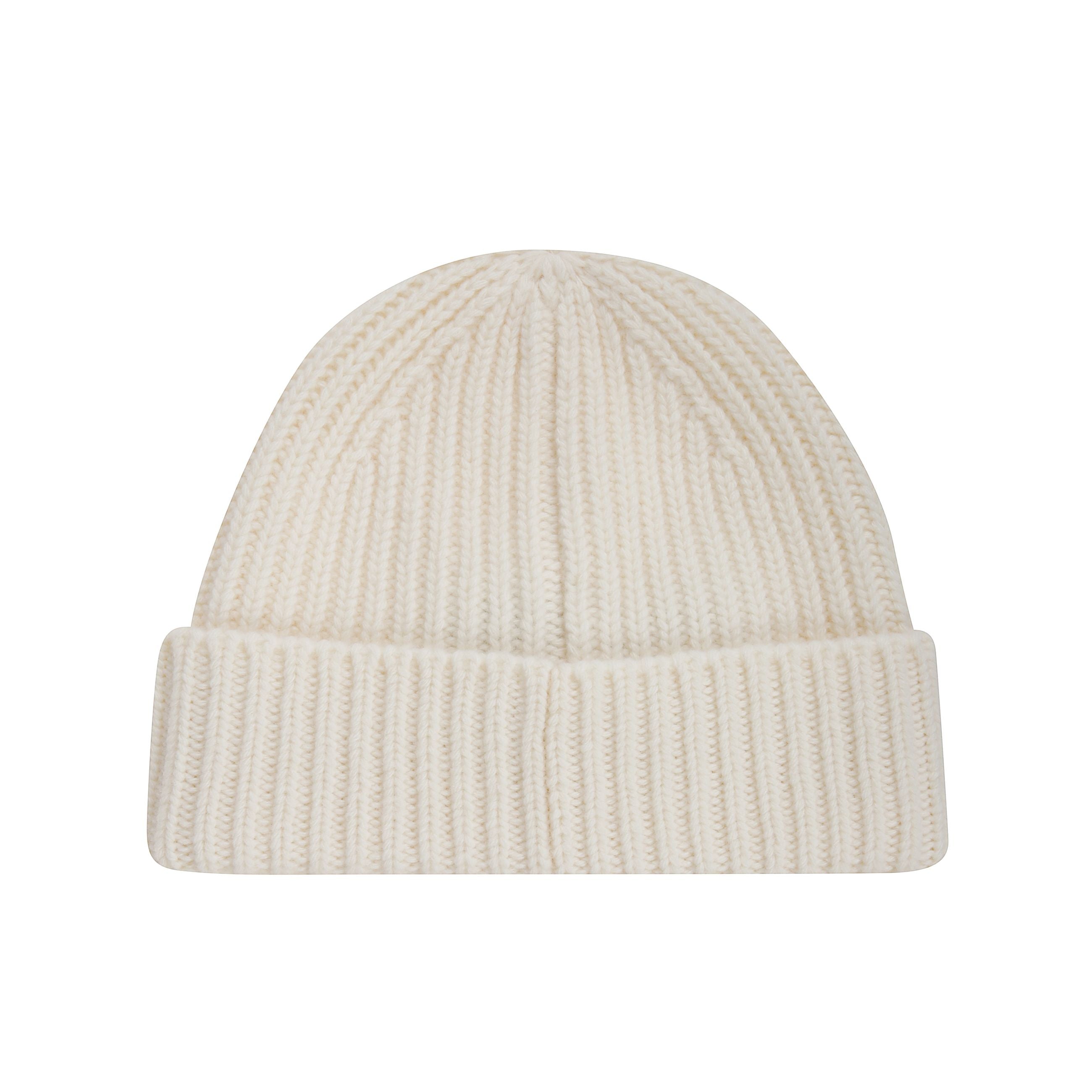 Berretto in pura lana bianco. marchio a stella nera a contrasto sul davanti distintivo della collezione golden.