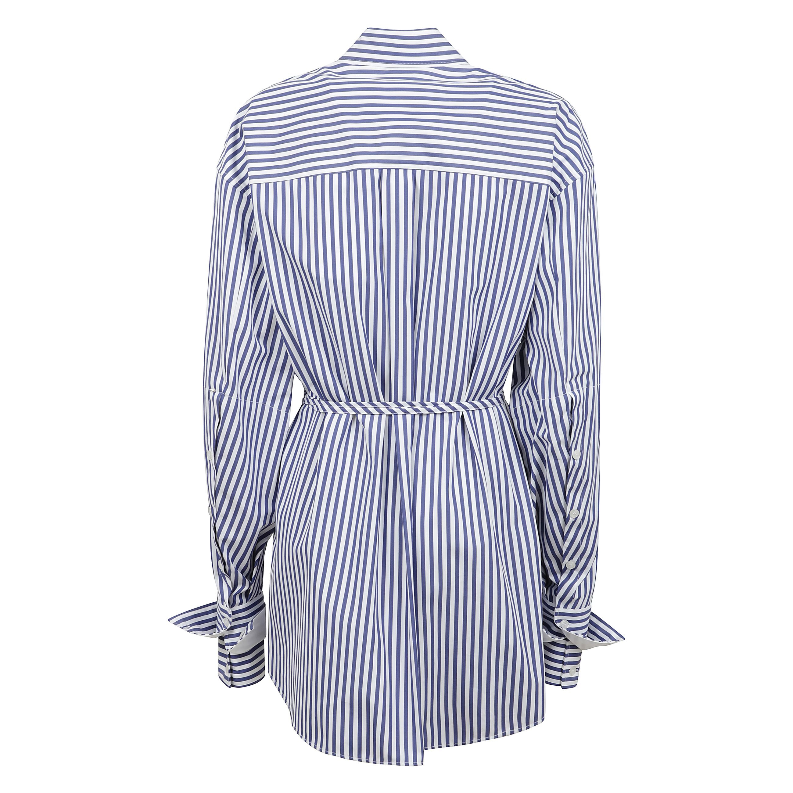 Abito chemisier manica lunga con cinturino in vita puro cotone.