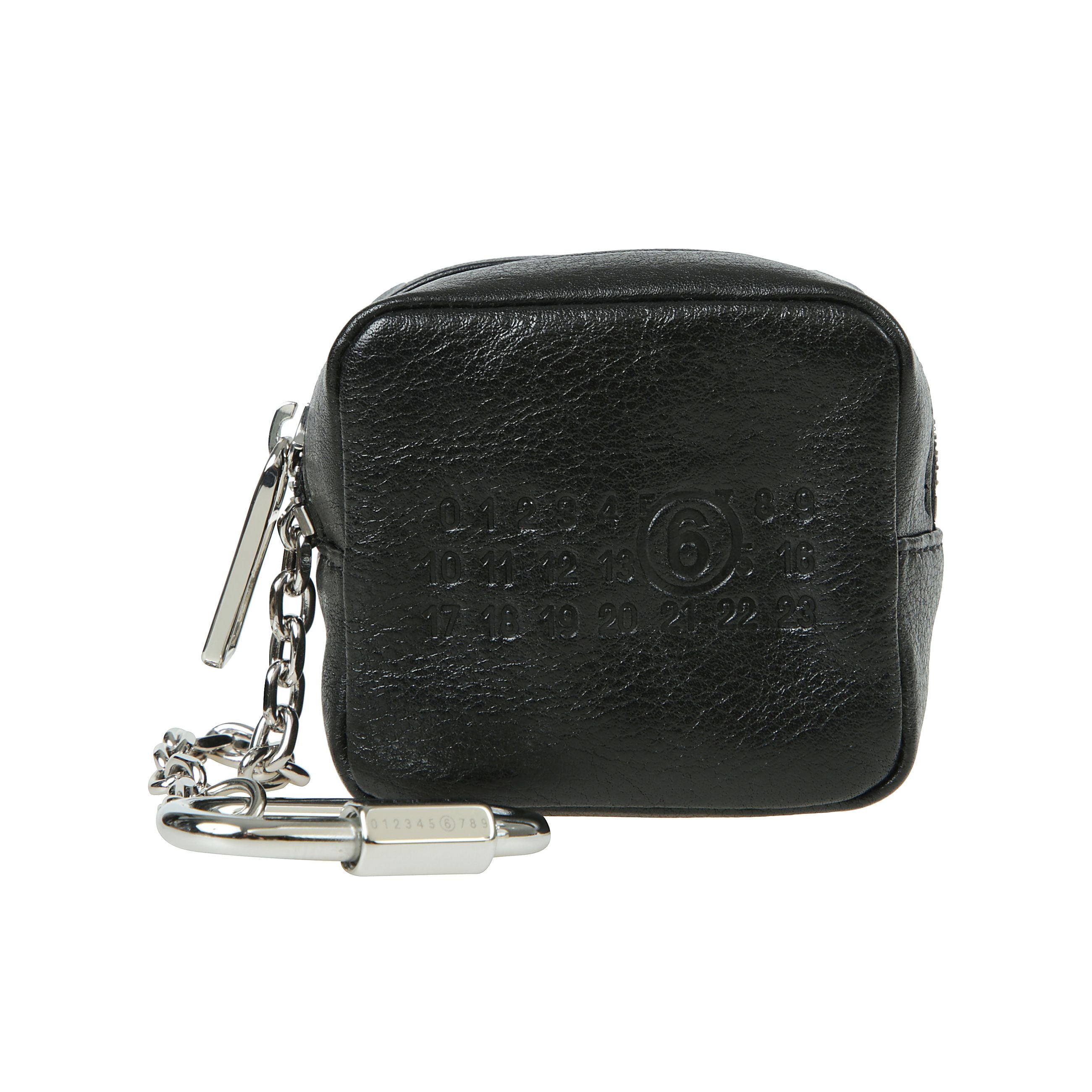 Portamonete con logo con attacco a moschettone e chiusura superiore con zip