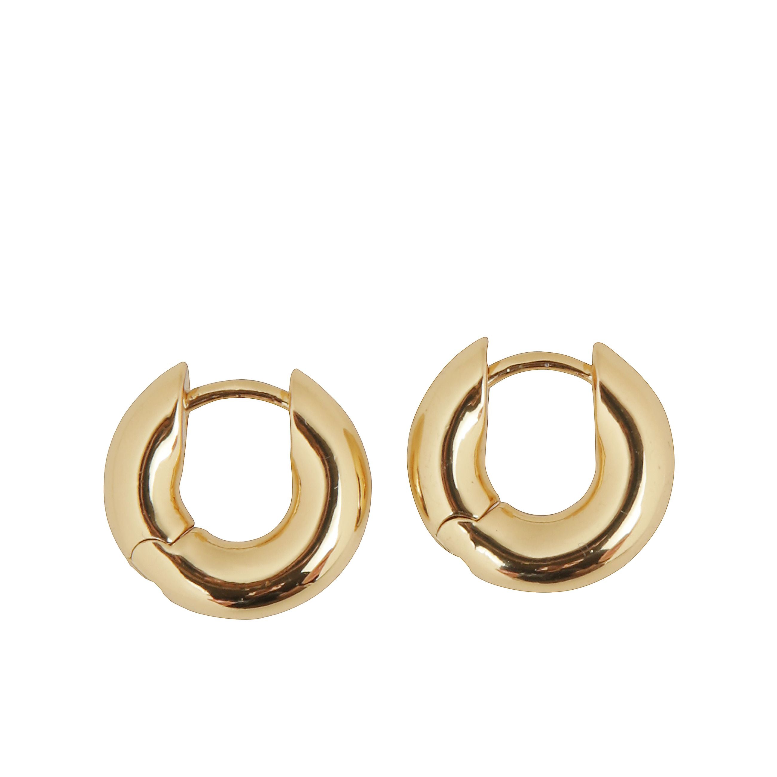 Cerchietti bold link piccoli dal design massiccio, in oro 14 kt con chiusura a goccia.
