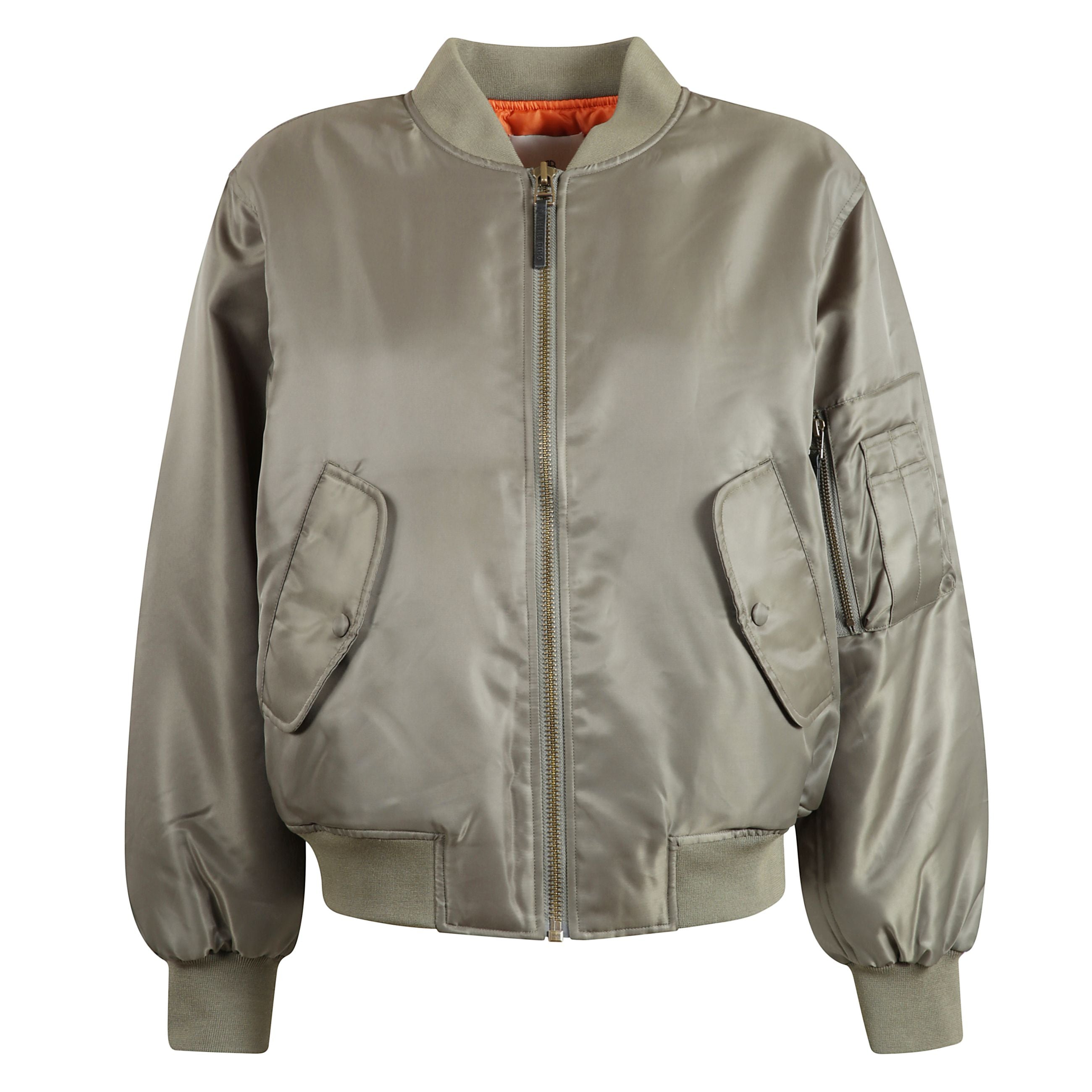 Bomber leon con chiusura zip, polsini e orlo a coste, due tasche con patta