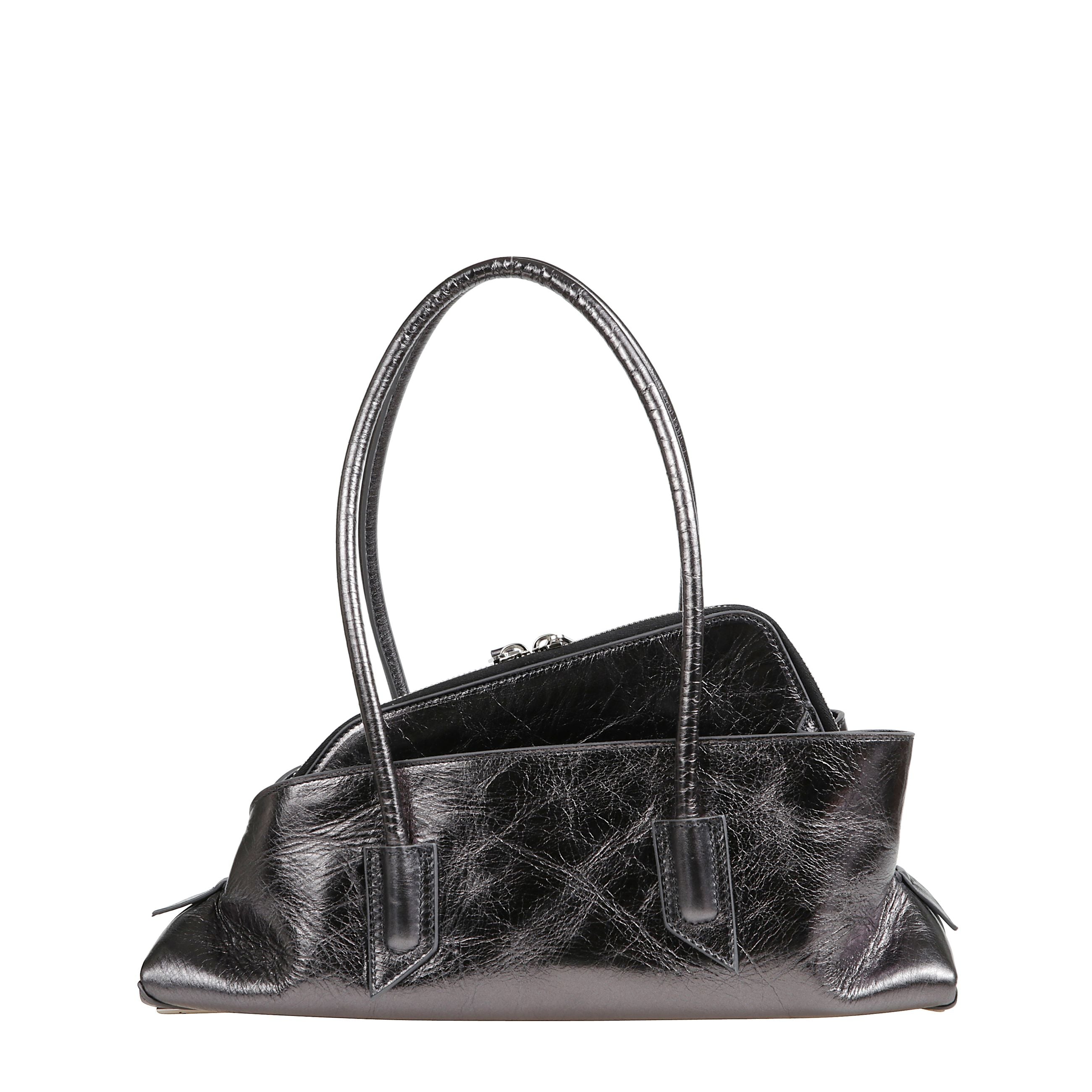Borsa "la passeggiata" small in pelle metallica lucida. doppi manici a spalla.