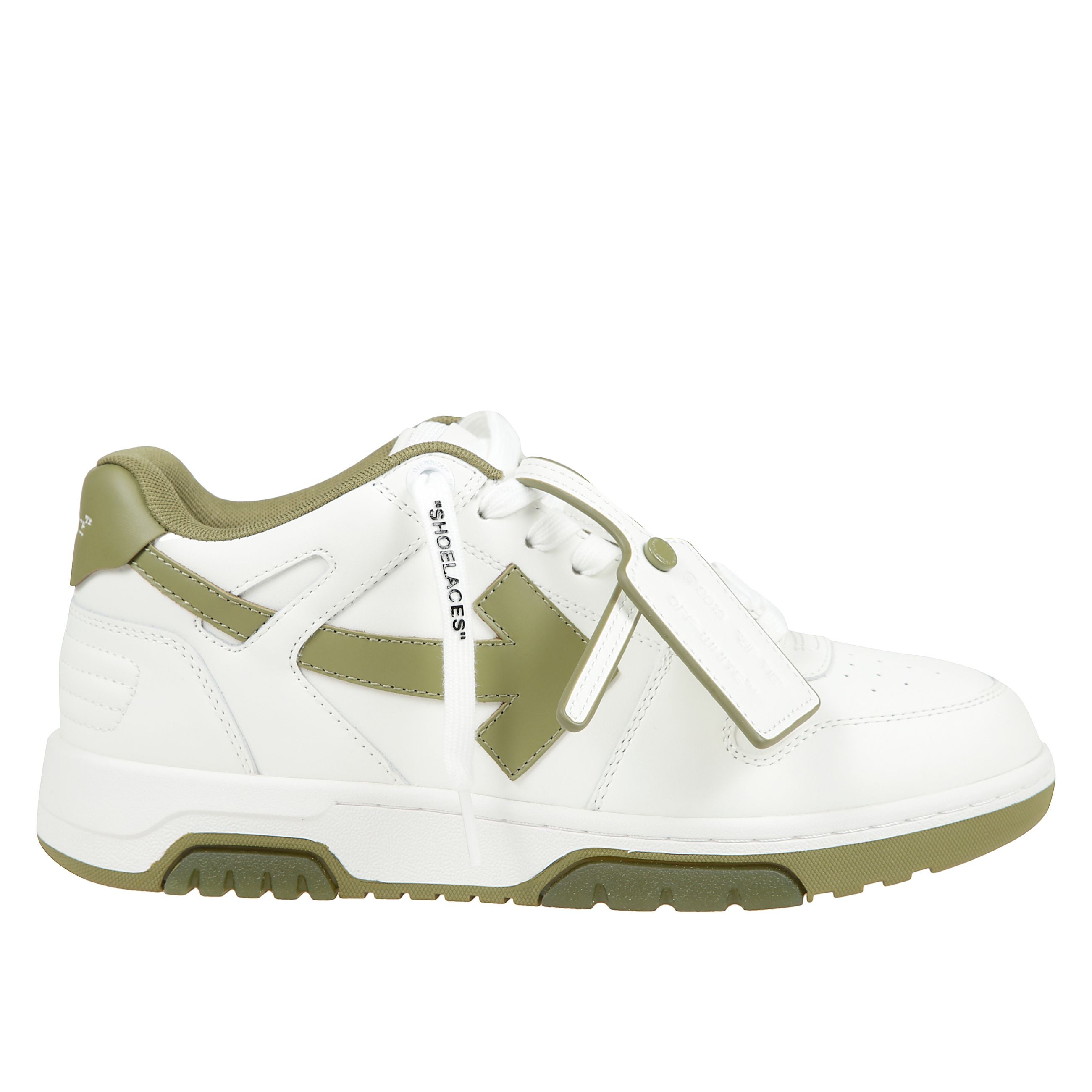 Out of office white - olive green
sneakers allacciata frontale con design a blocchi di colore e con etichetta zip tie con firma