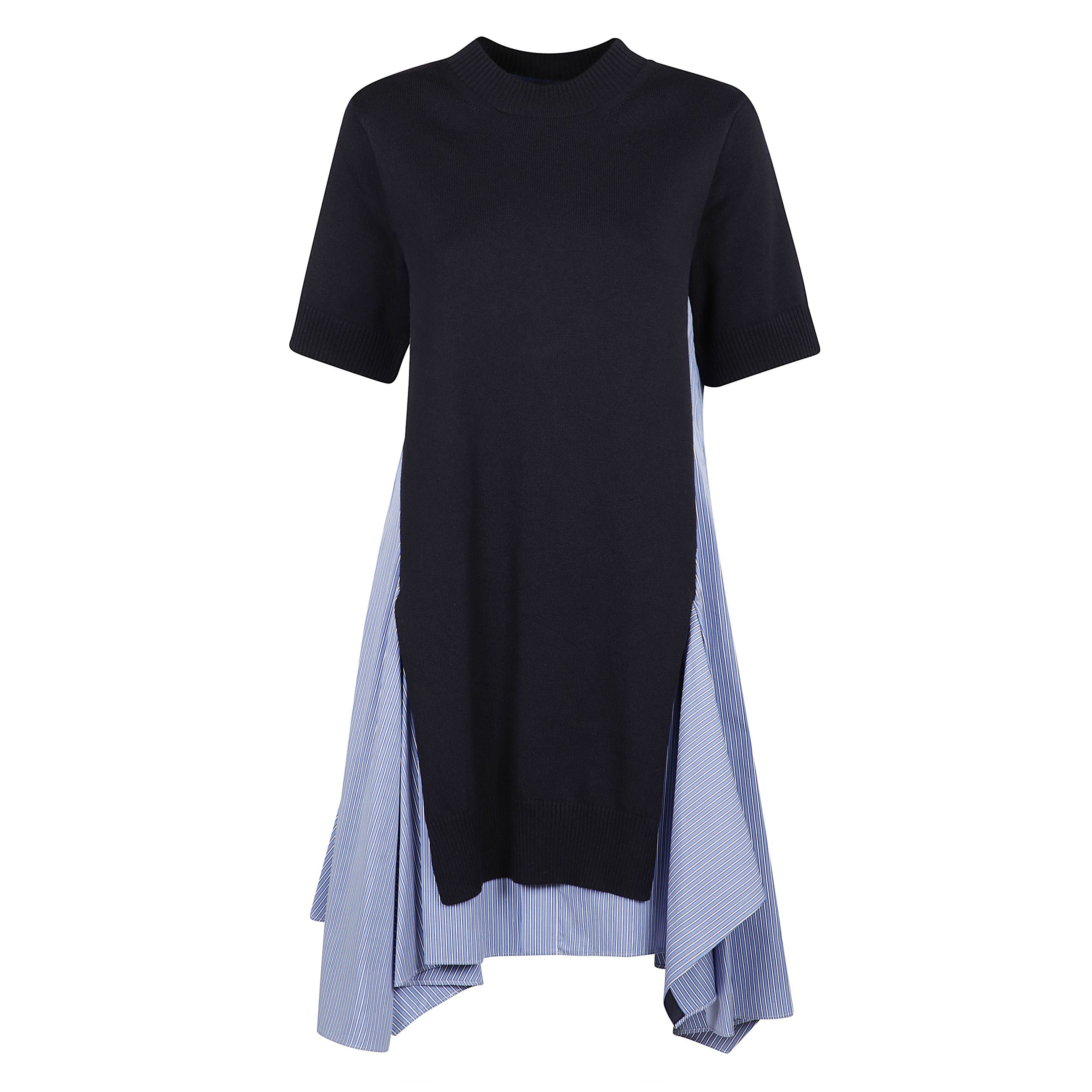 Cotton poplin x knit dress