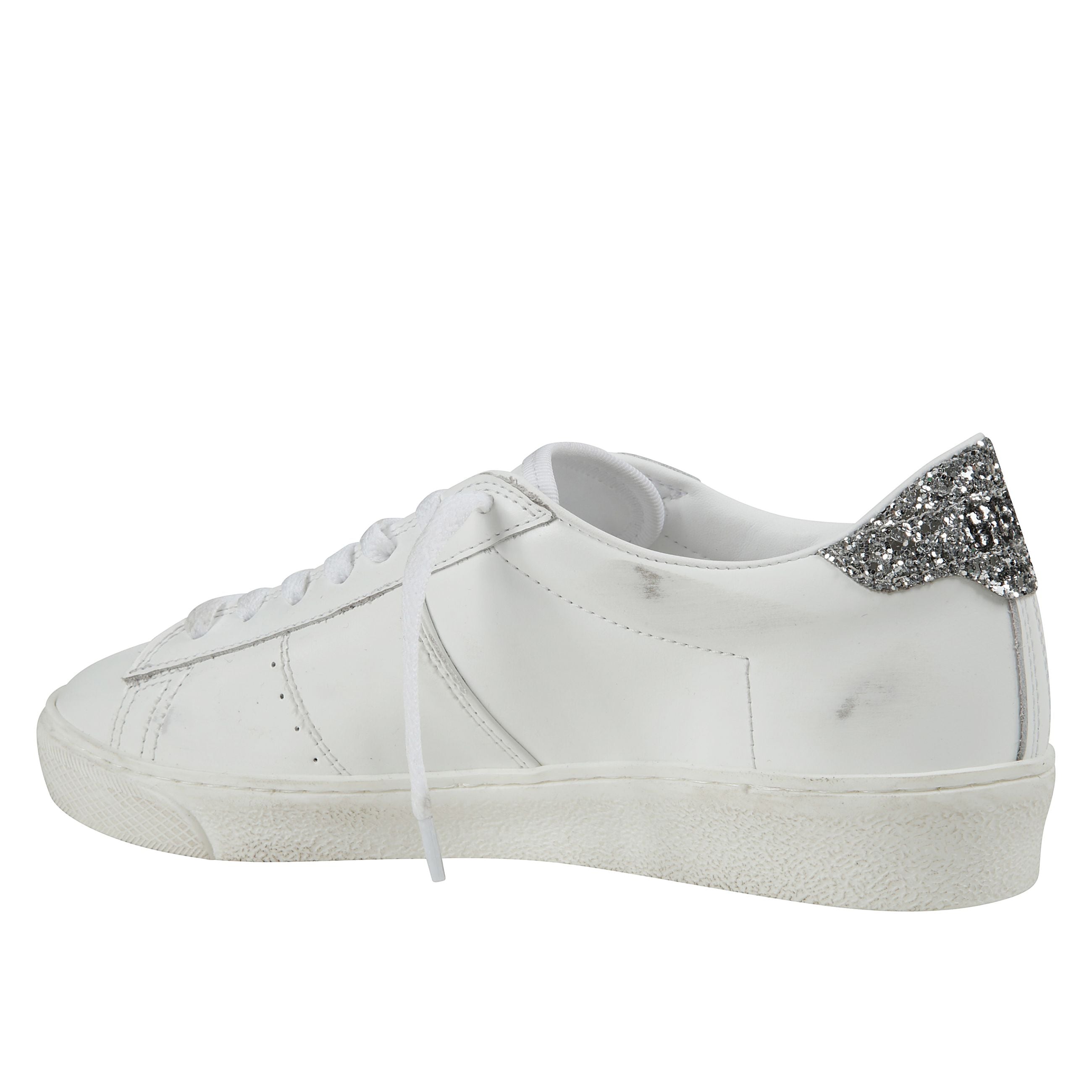 Sneakers matchstar in pelle liscia con talloncino glitterato