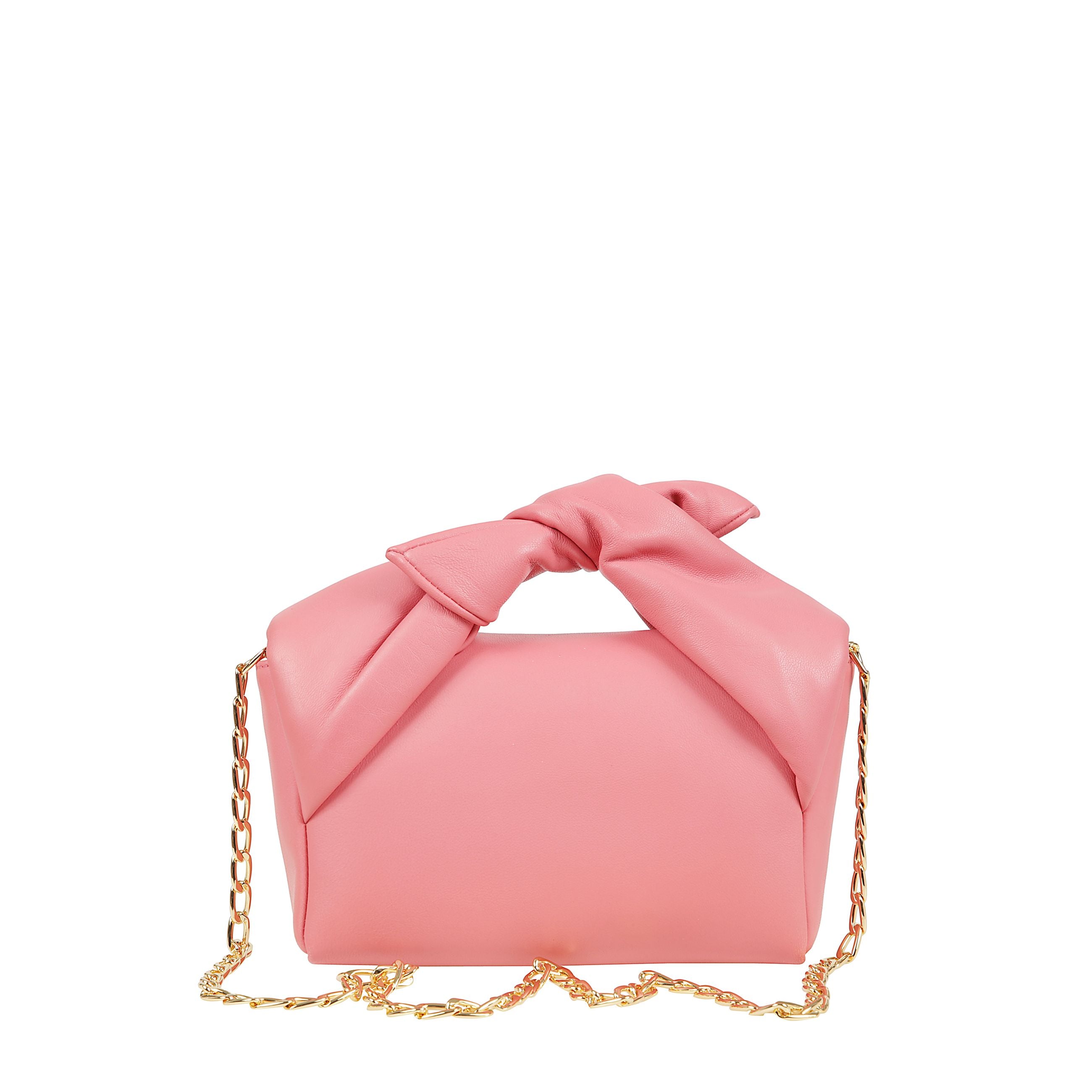 Bow midi twister bag
borsa in pelle liscia con manico morbido ritorto, logo in rilievo sul davanti con catena a tracolla in oro staccabile e chiusura a patta magnetica