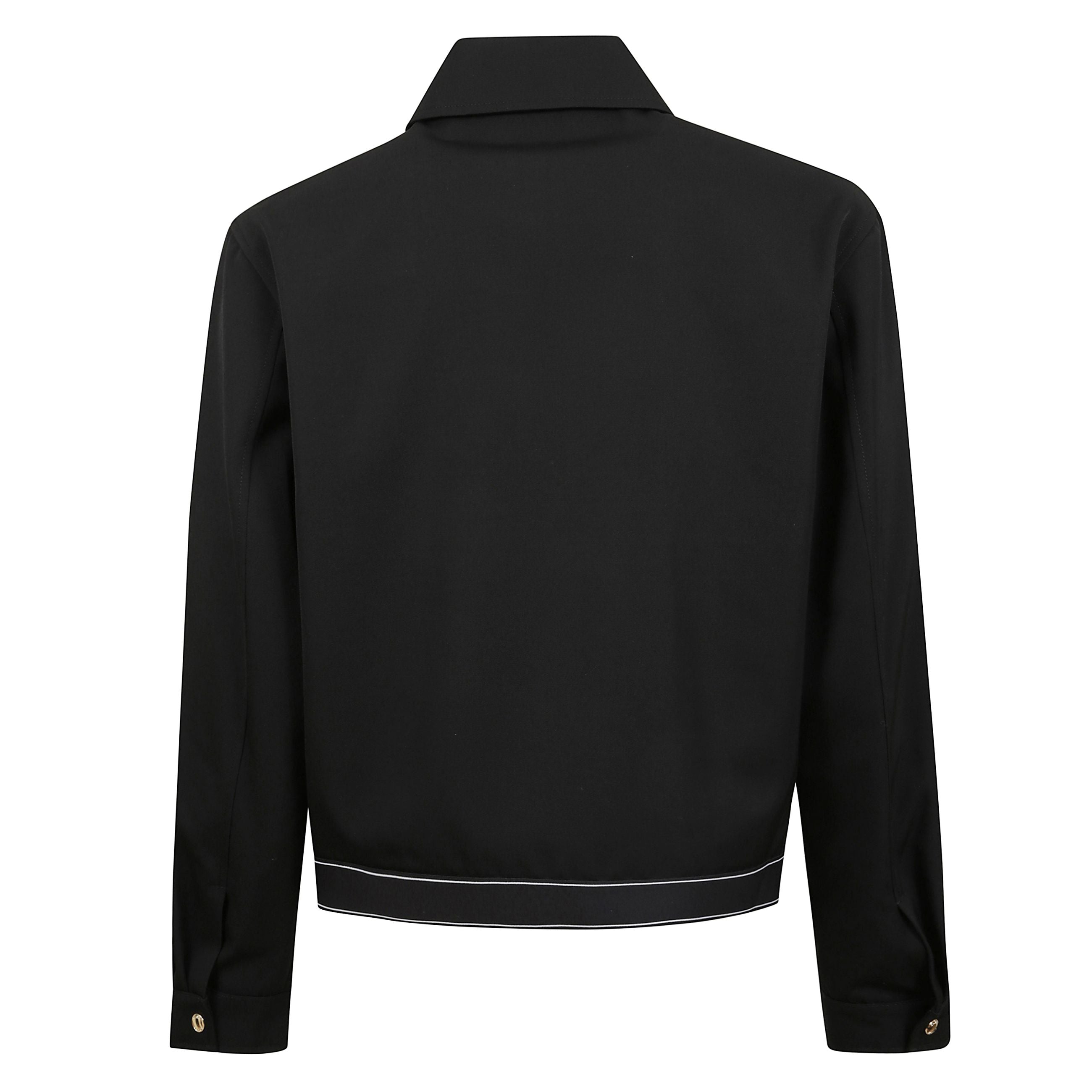 Giacca casablanca in tessuto. chiusura frontale con zip dorata e pendaglio con logo casablanca. collo classico. bottoni dorati sui polsini. orlo e polsini a costine.