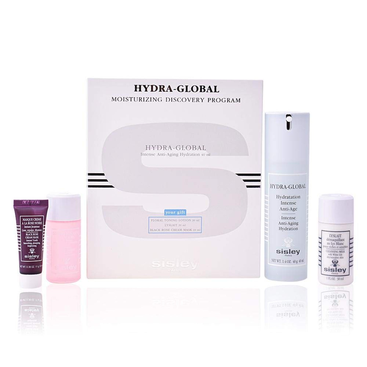 Sisley Kit Hydra -Global Moisturizing Discovery Program ( Intense Anti-Aging Hydration 40ml, Floral Toning Lotion 30ml, Cleansing Milk 30ml, Black Rose Cream Mask 10ml)