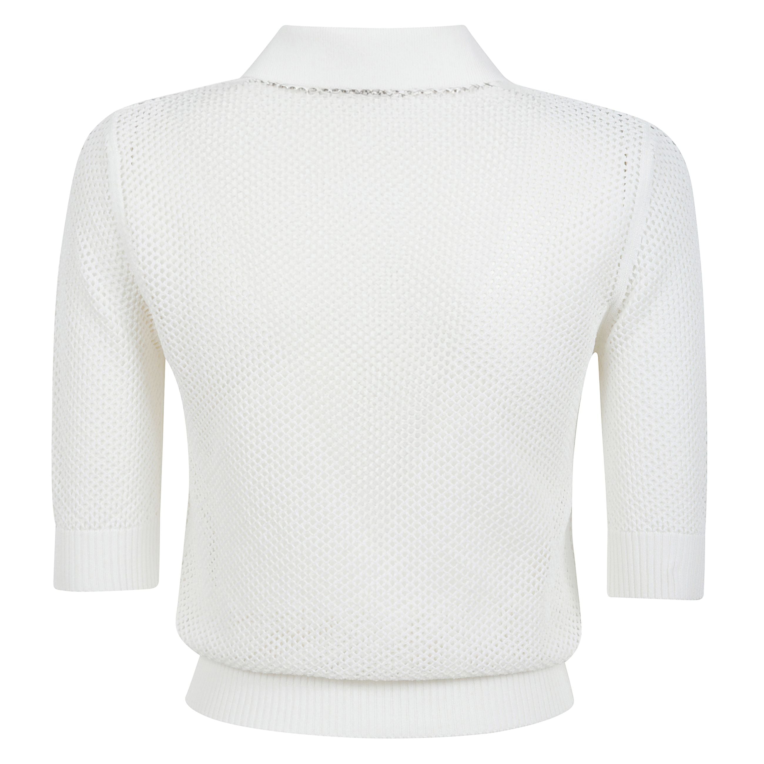 Maglia polo manica corta in filato viscosa.