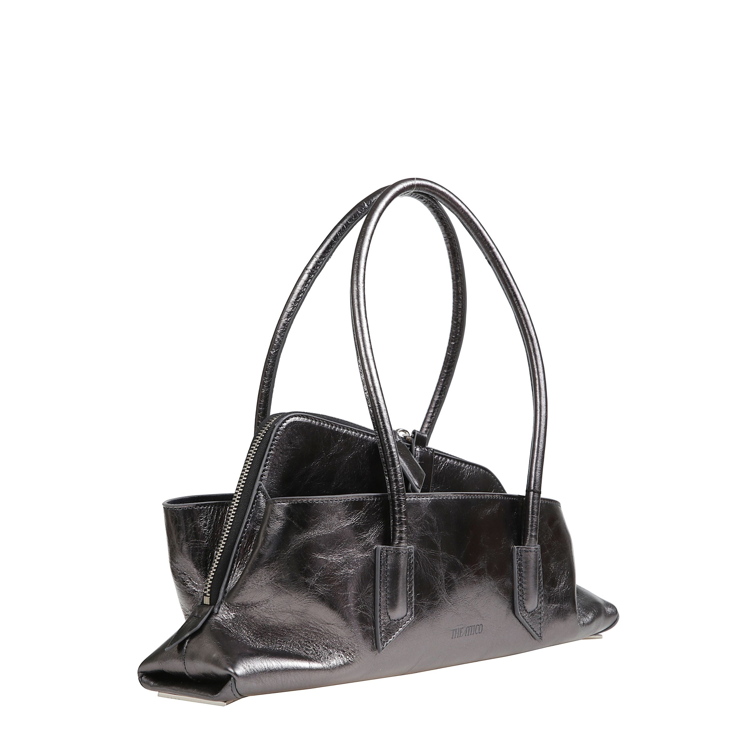 Borsa "la passeggiata" small in pelle metallica lucida. doppi manici a spalla.