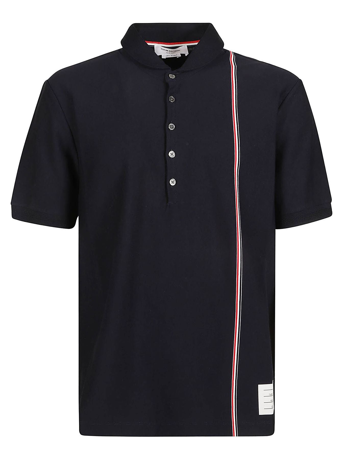 Short sleeve rib cuff collection polo in med weight jersey w/ eng rwb stripe.