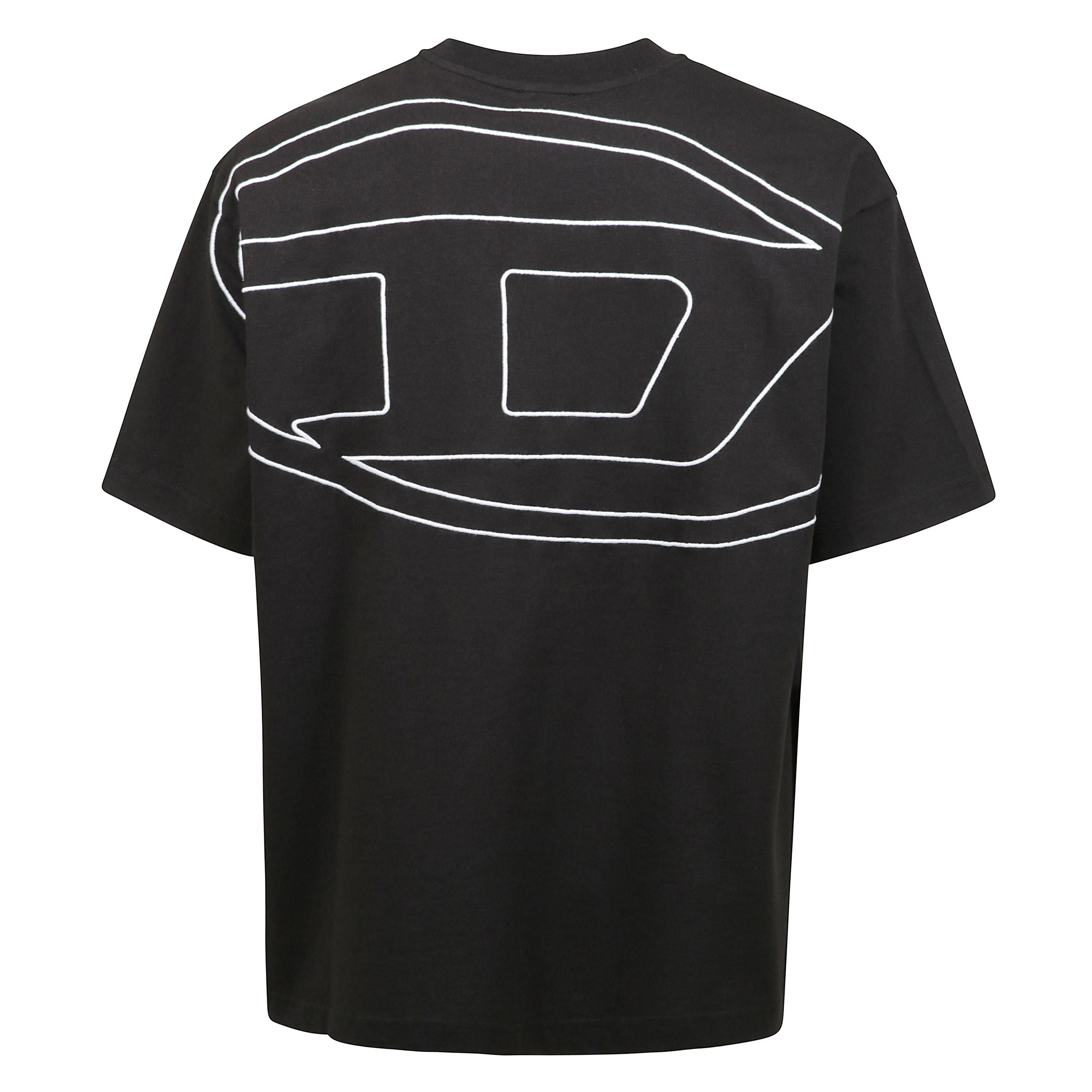 T-boggy-megoval-d maglietta con macro logo oval d  ricamato a contrasto sul retro e sul petto in versione mini tono su tono.