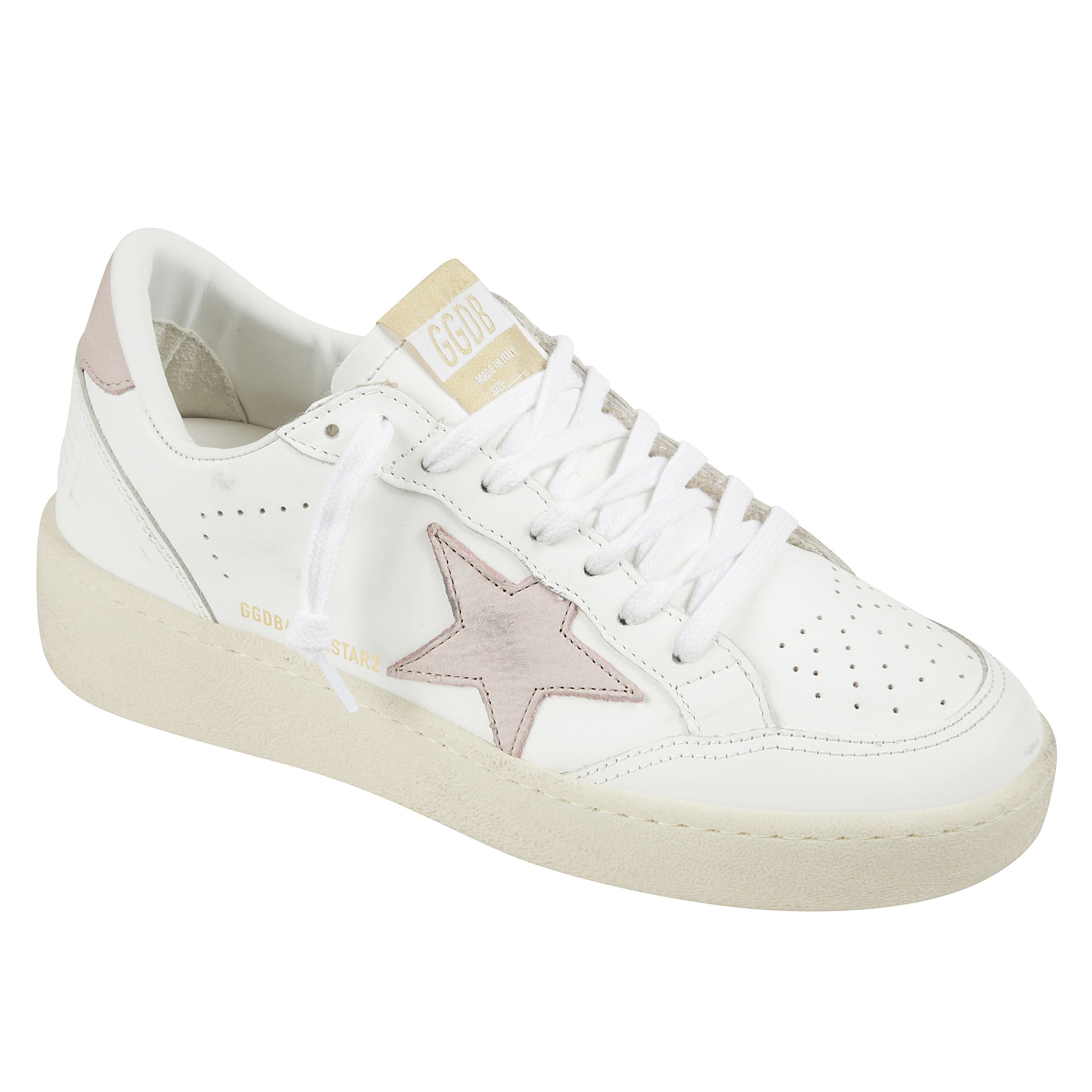Sneakers ball-star in pelle bianca con gomma rialzata