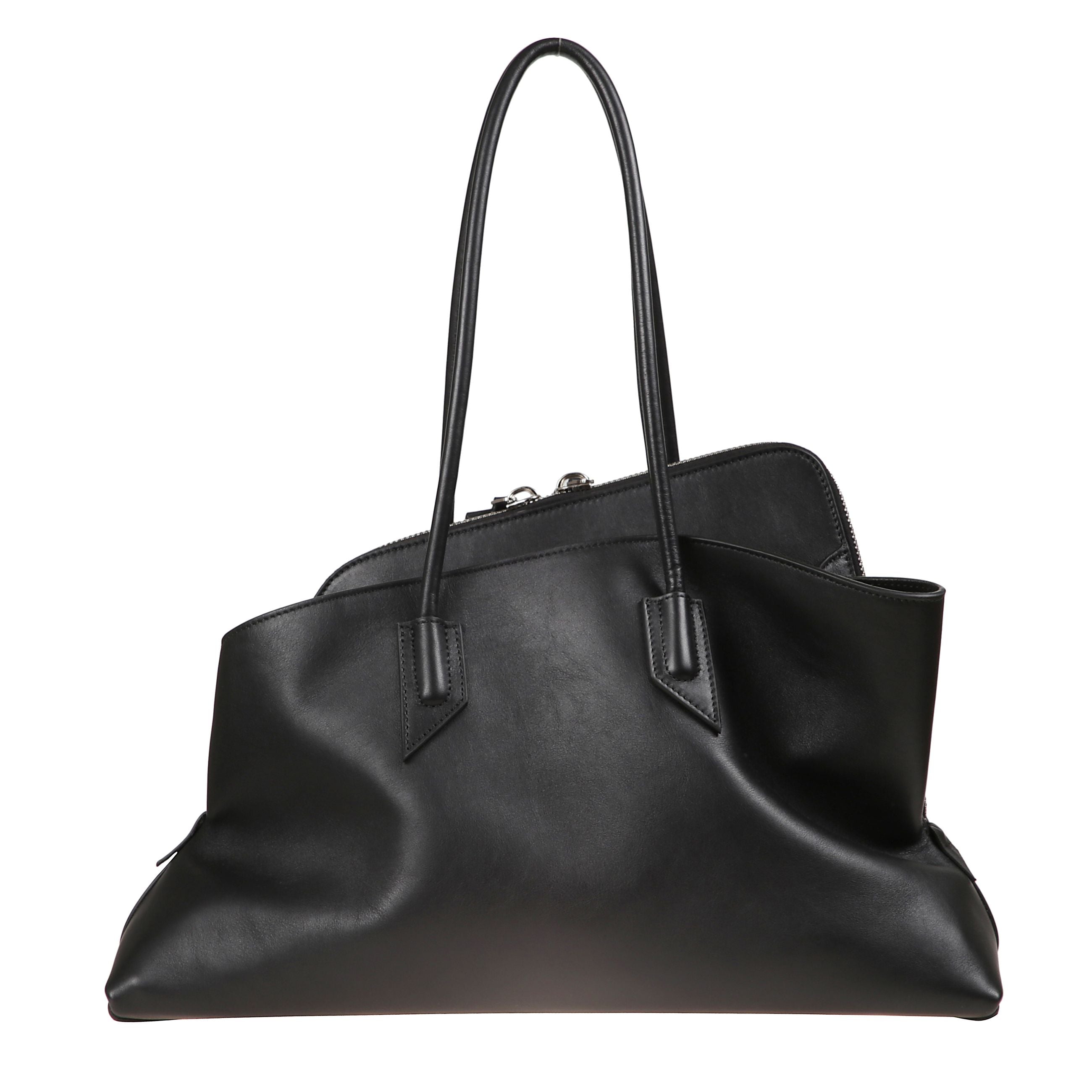 Borsa "la passeggiata" media in pelle a tinta unita. doppi manici a spalla.