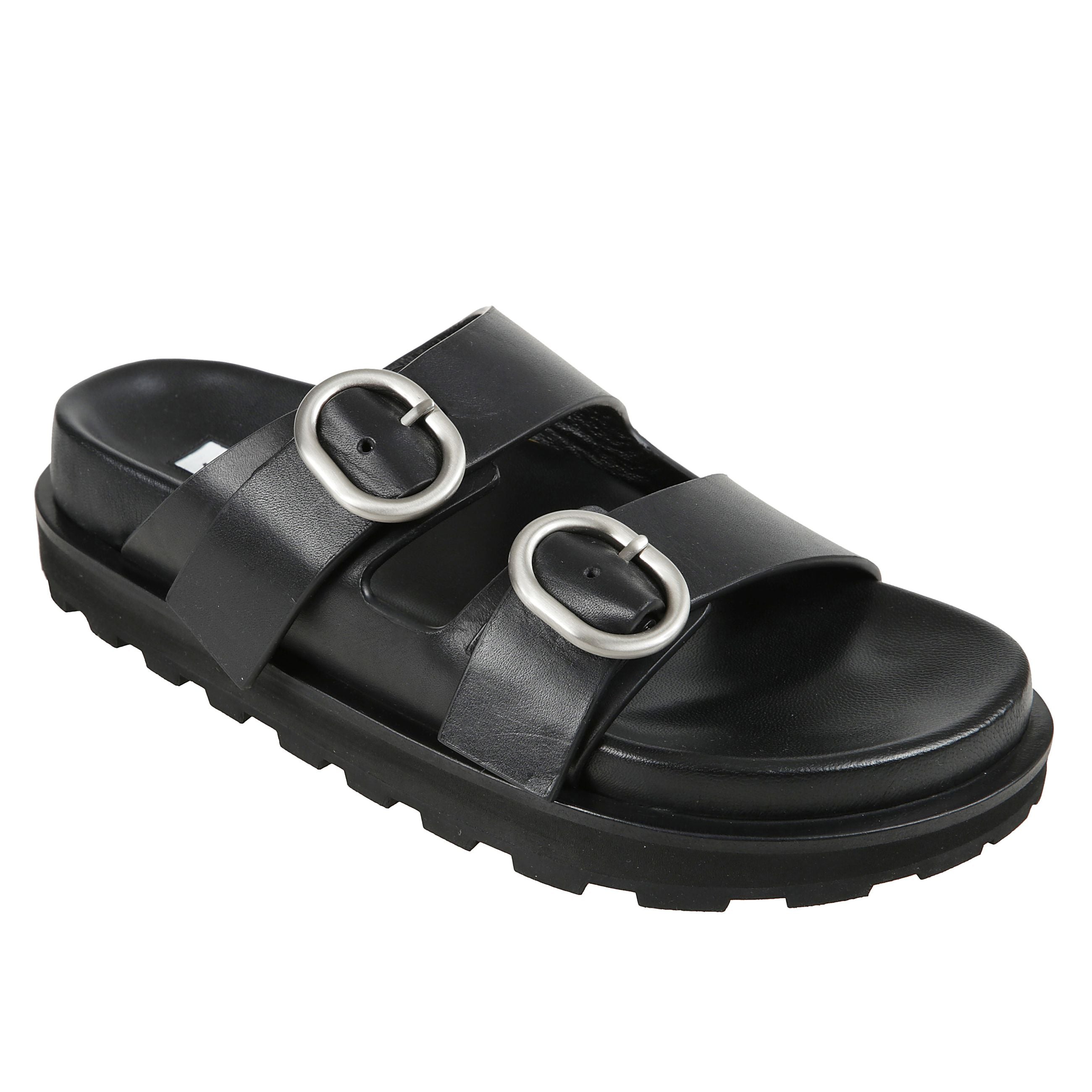 Sandali bassi con fibbie e suola rialzata