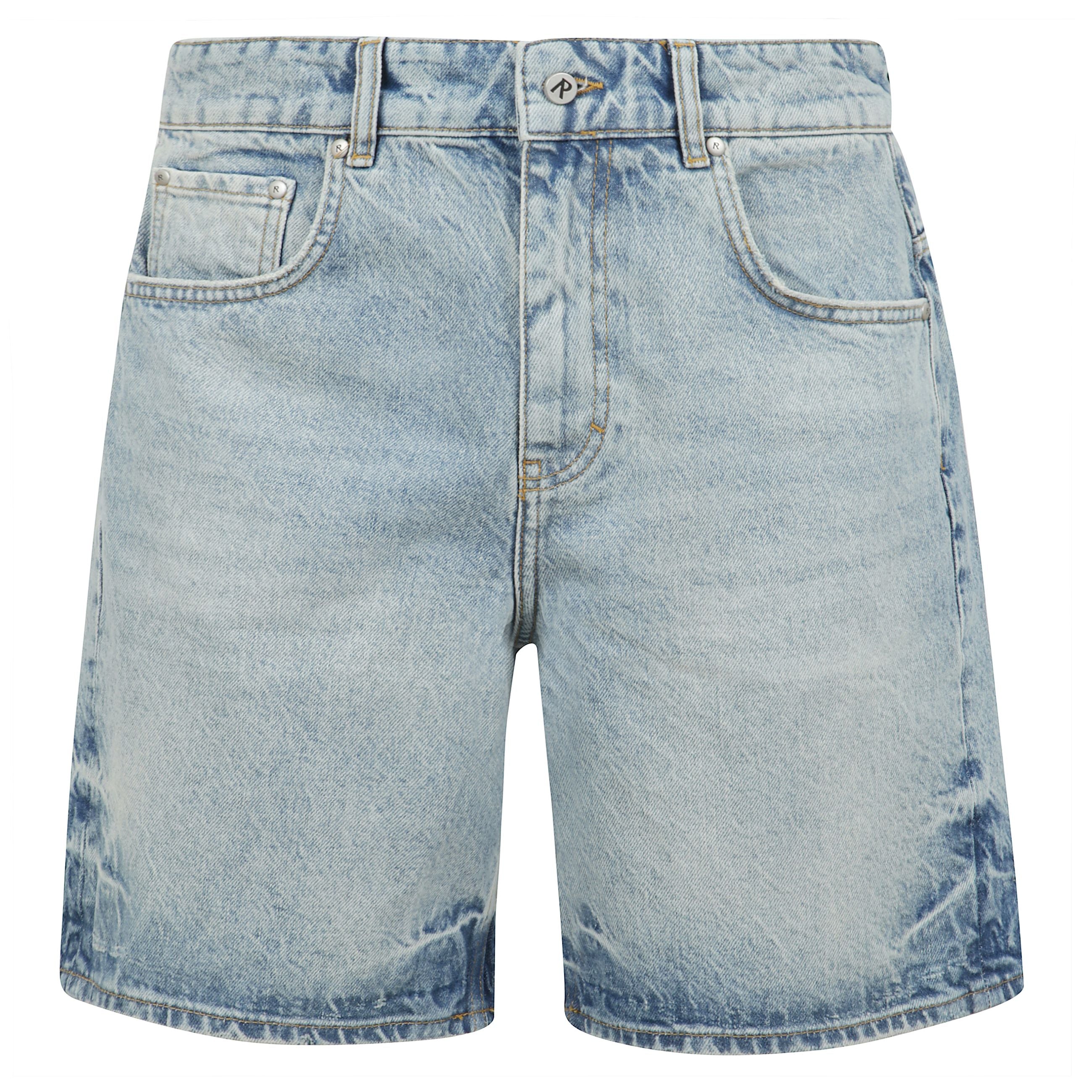Short denim represent, cinquetasche, chiusura con zip e bottone, logo ricamato sul retro.