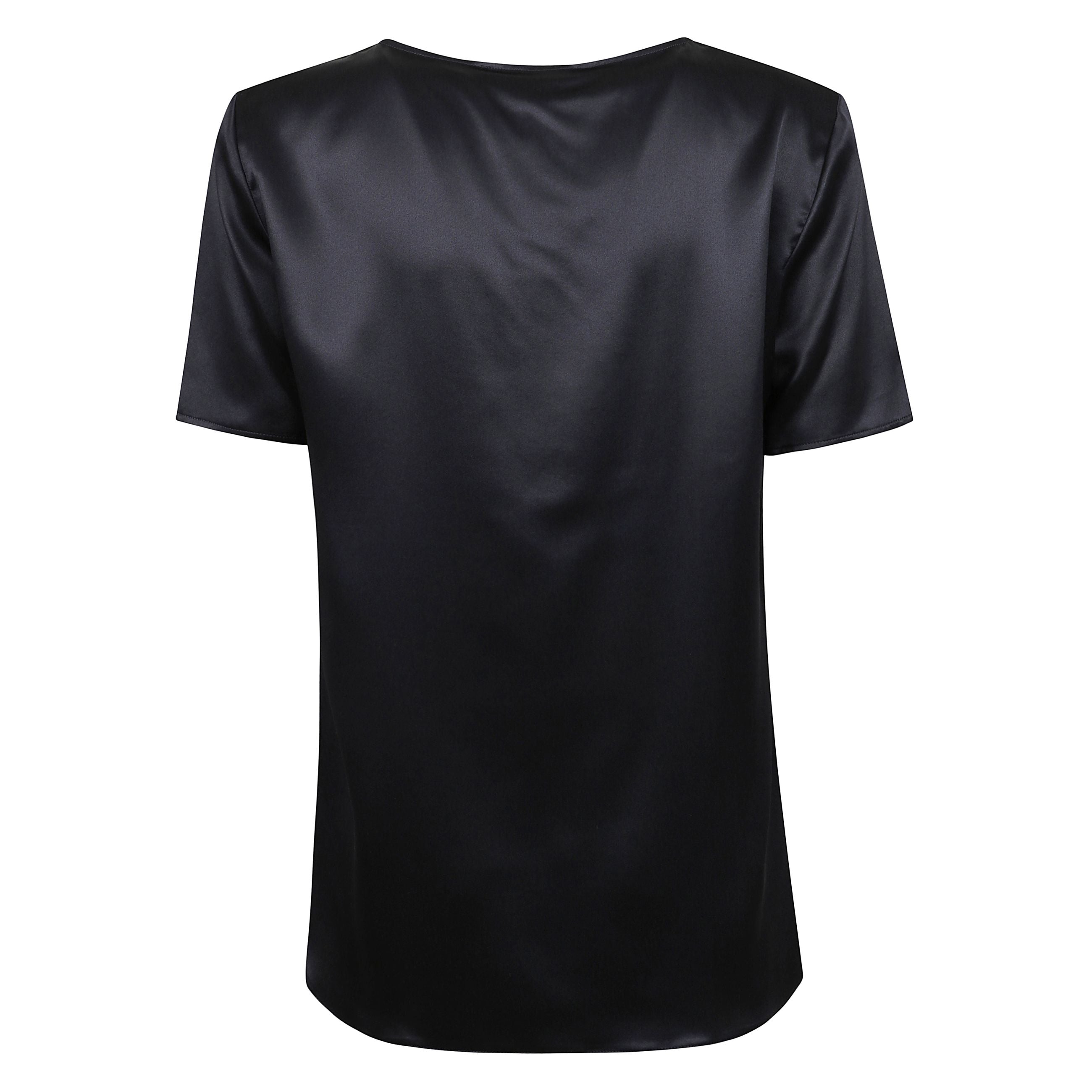 Blusa dida girocollo in seta a maniche corte
e spacchi laterali