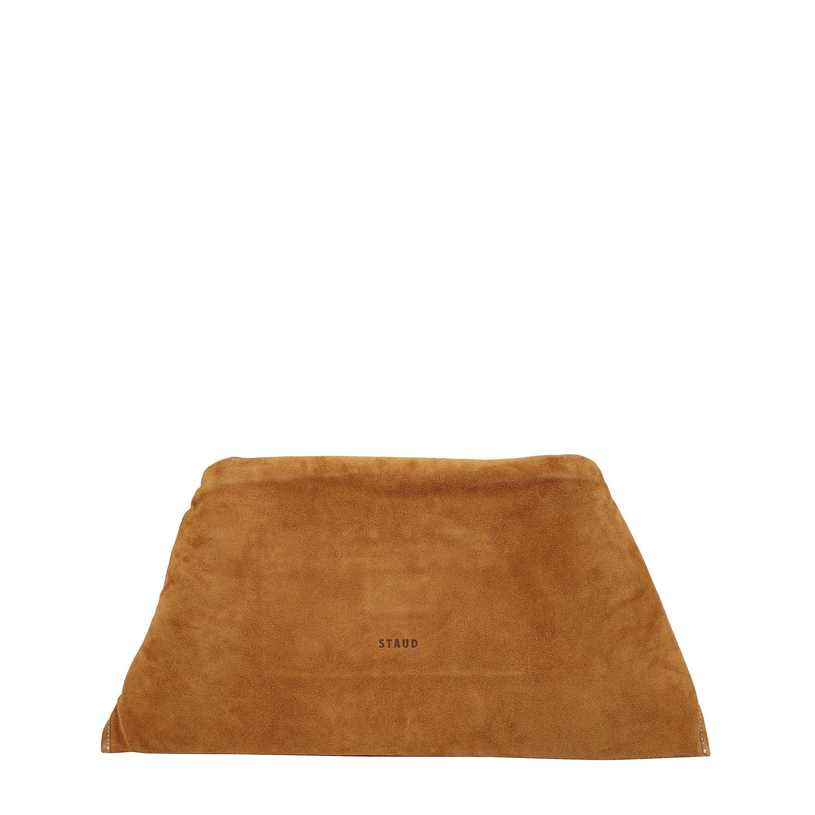 Borsa in pelle scamosciata con chiusura con zip.