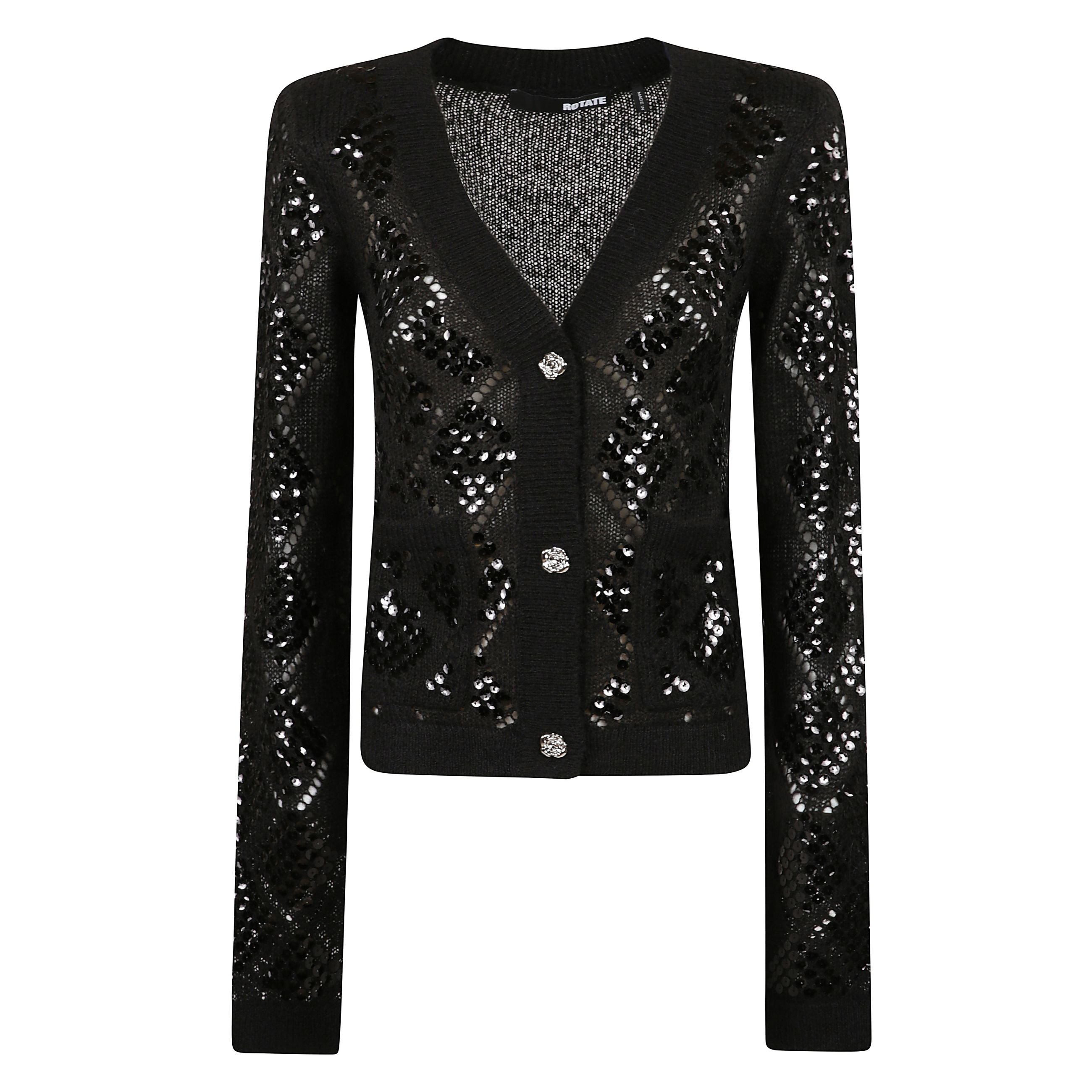 Cardigan con paillettes in nero