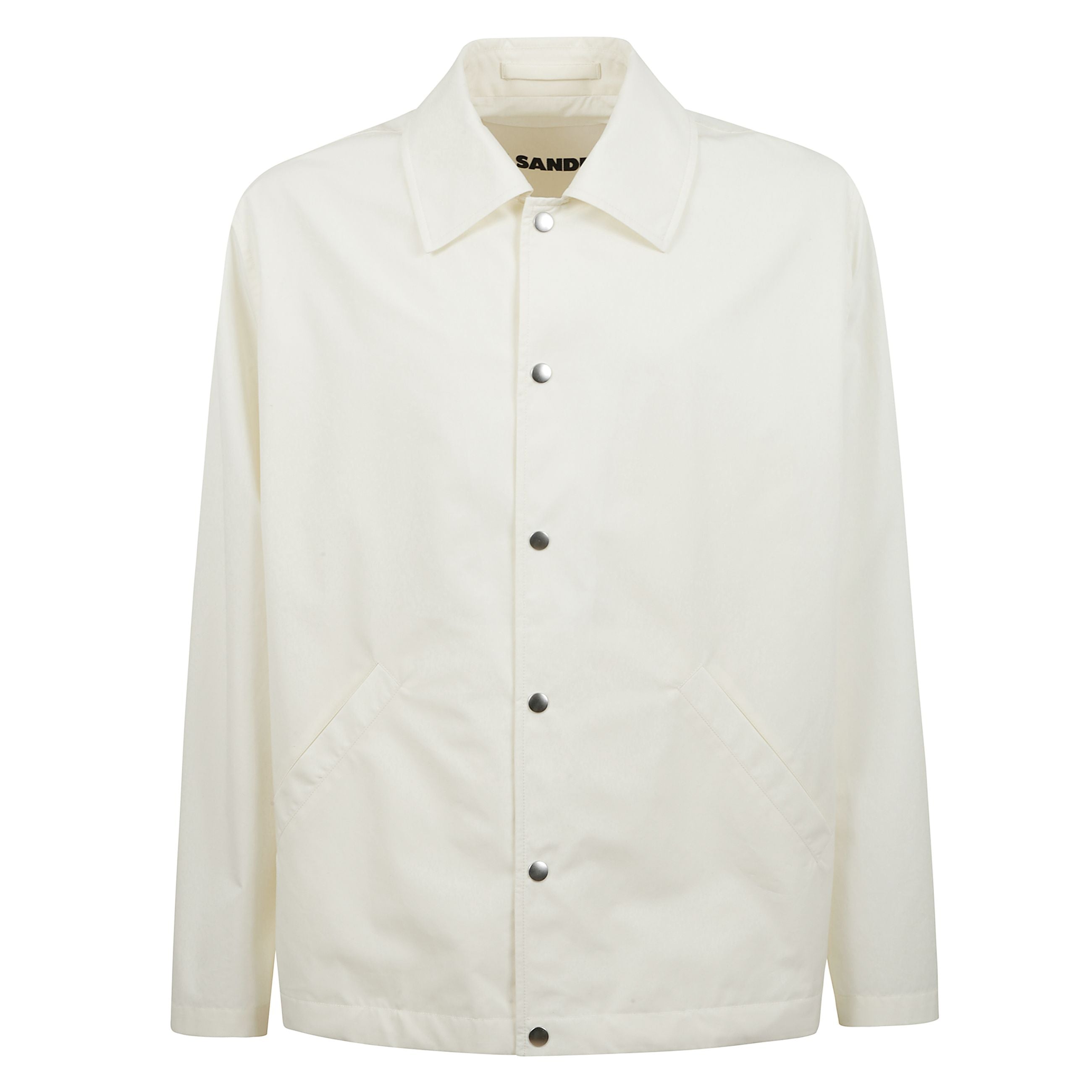 Giubbotto in popeline di cotone leggero con logo jil sander stampato sul retro.