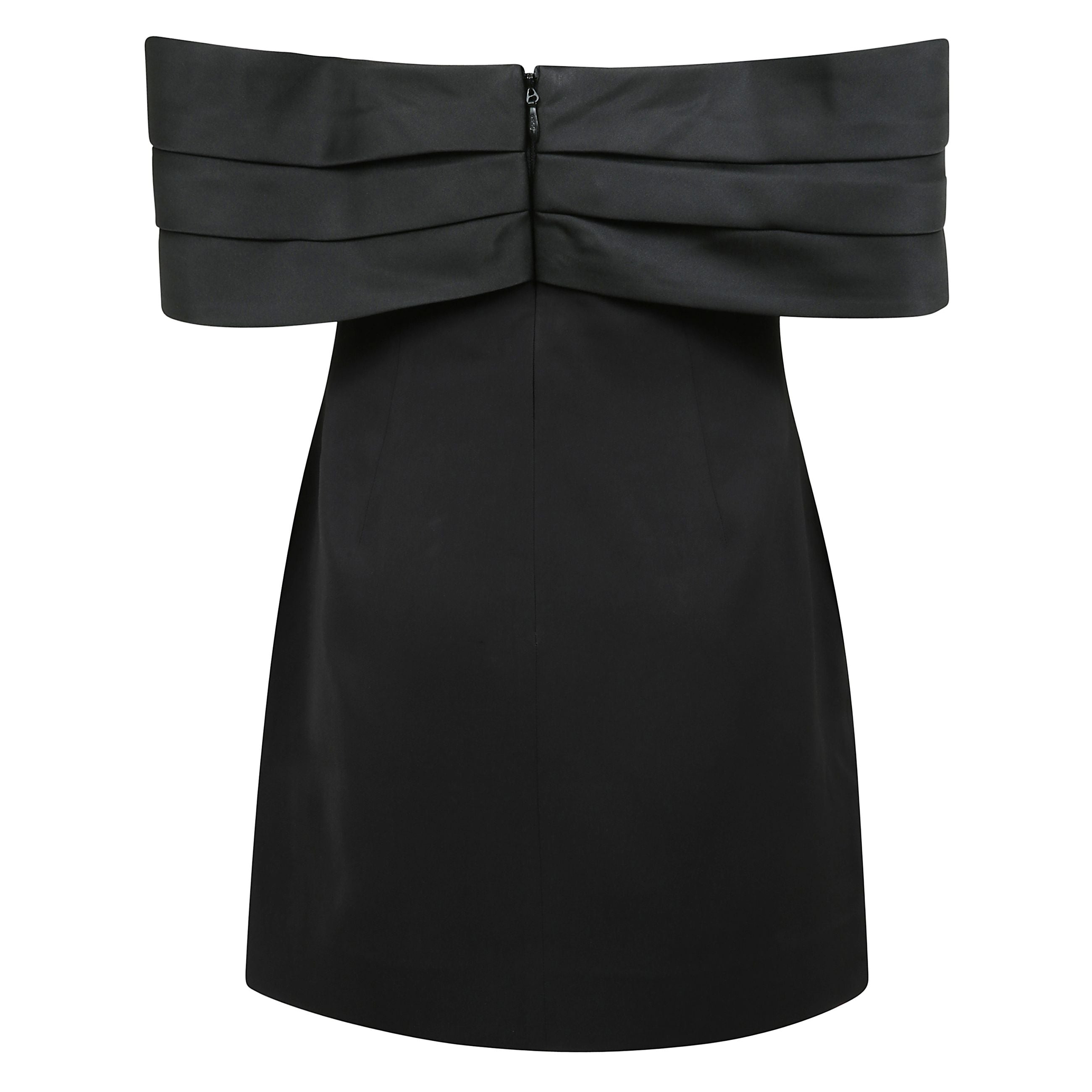 Vestito corto dal design senza maniche con chiusura con cerniera nascosta e gancio sul retro e chiusure in gomma