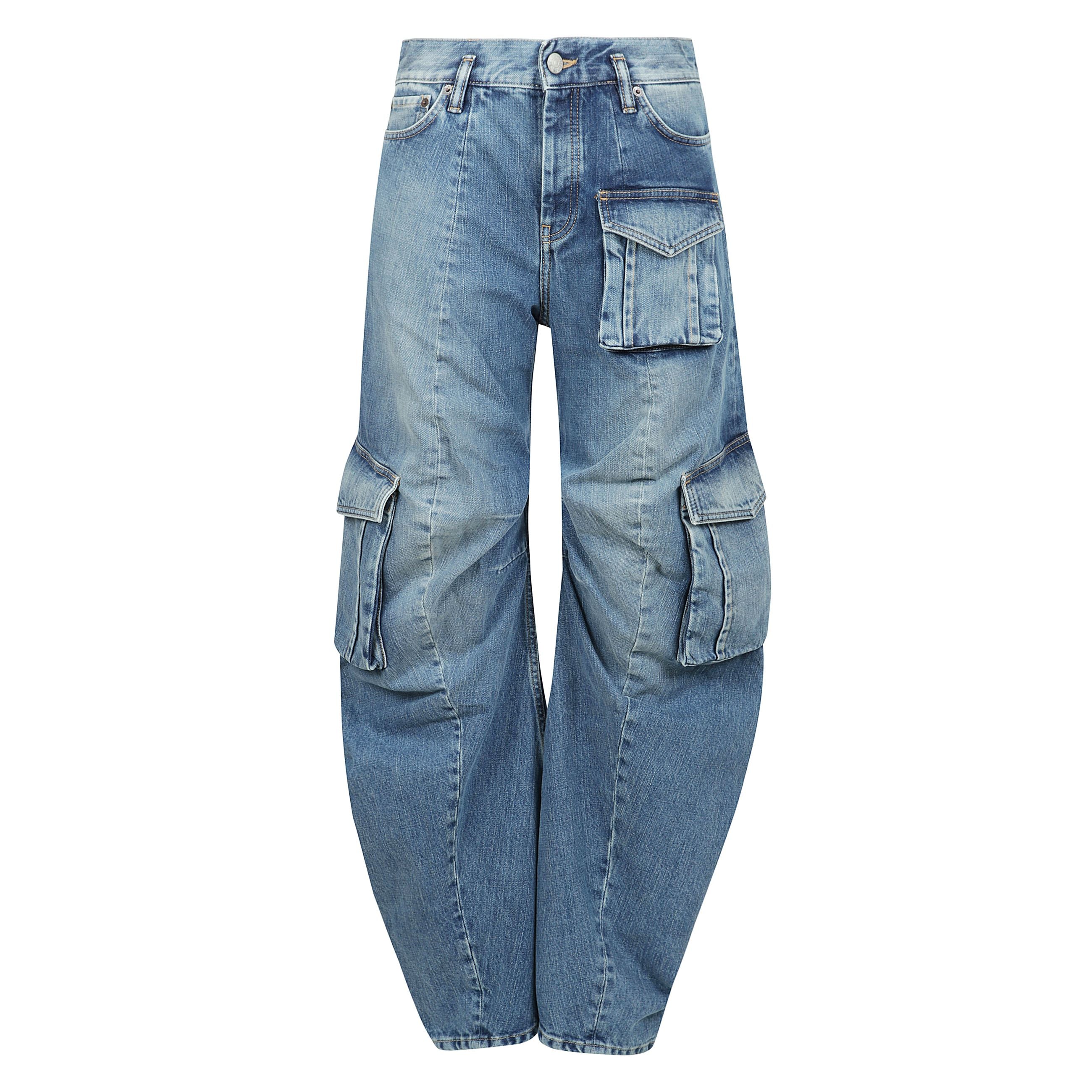 Fn-wn-trou001409 denim cargo con tasche laterali