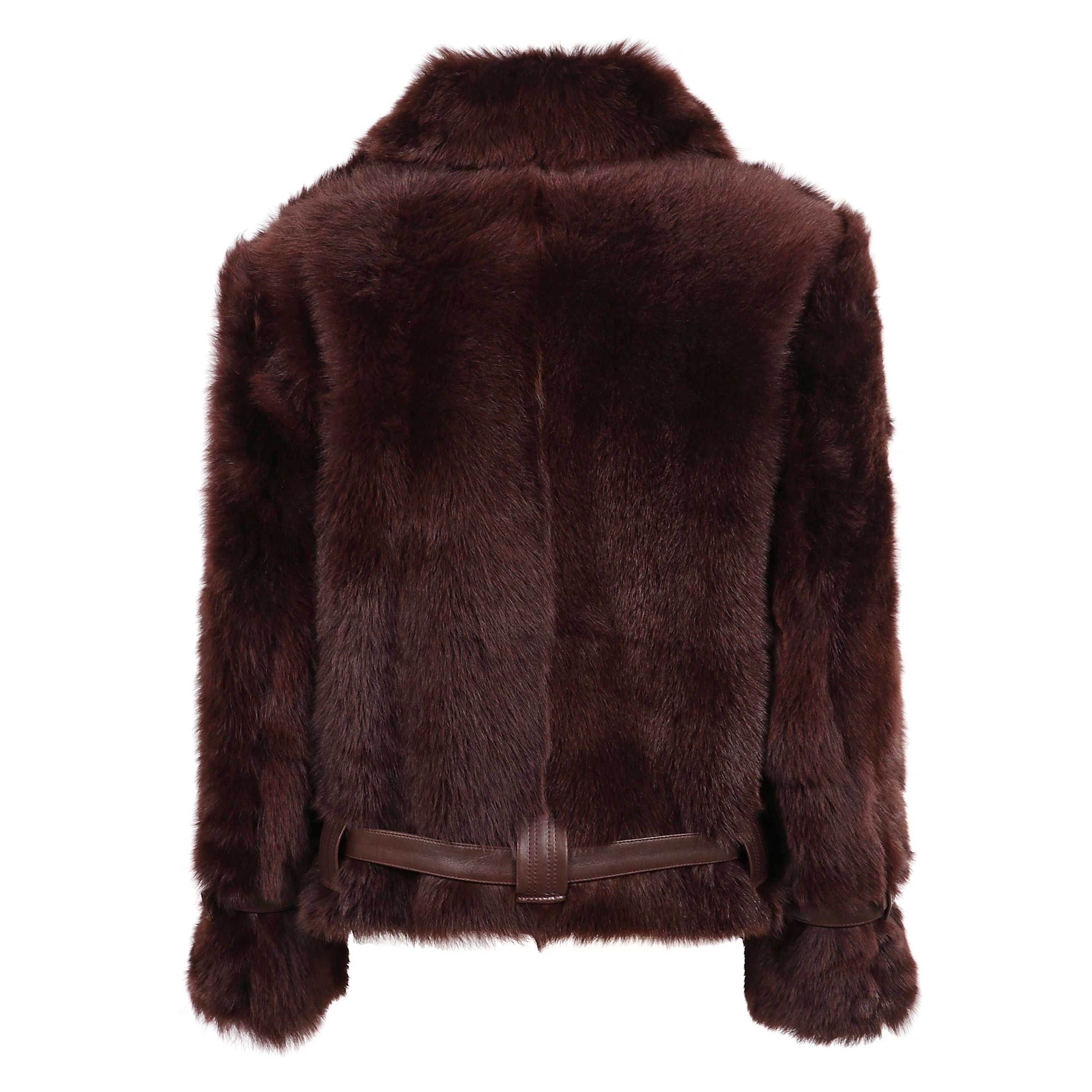 Pelliccia tom ford in pelle vera con chiusura frontale a cerniera doppio cursore. dotata di cintura integrata per una vestibilitÃ  su misura