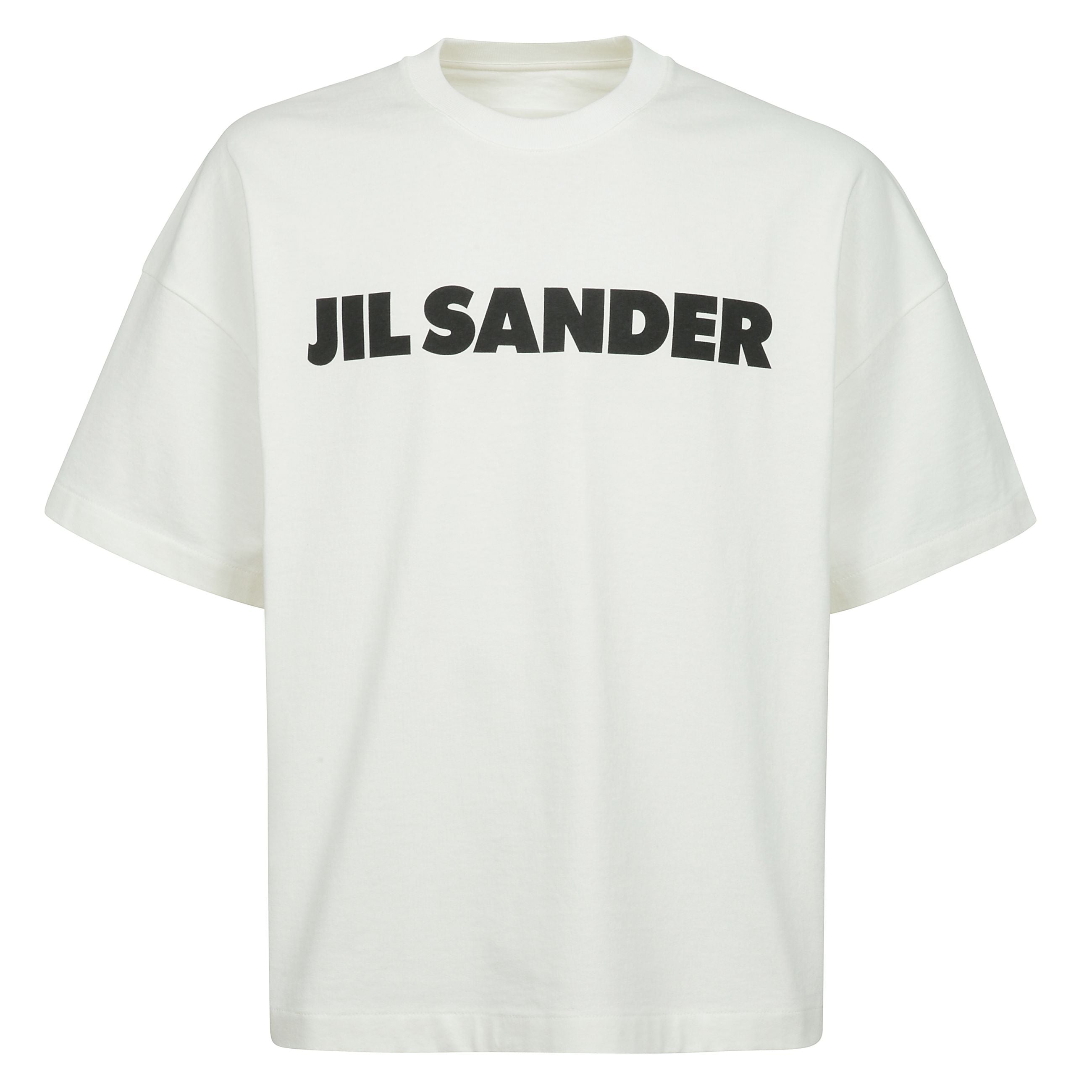 T-shirt jil sander. modello a girocollo con maniche corte. logo del brand stampato sul davanti. vestibilitÃ  ampia.
